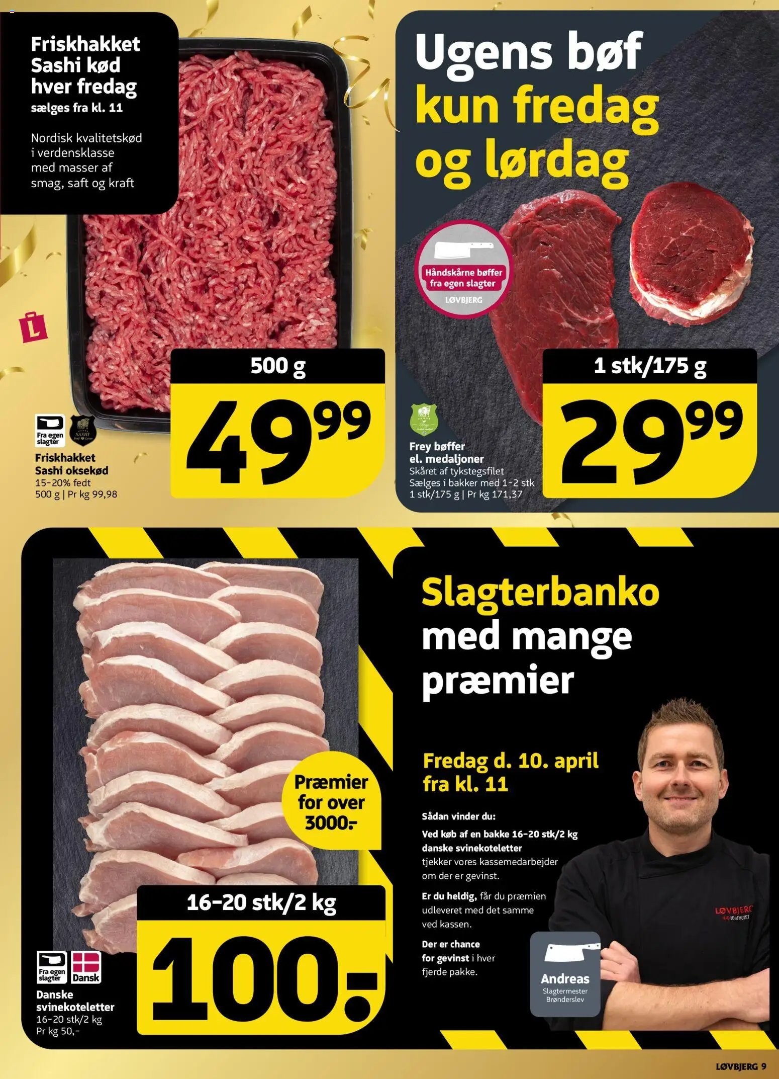Løvbjerg tilbudsavis – gyldig fra 10.04.2026 | Side: 9 | Produkter: Bøffer, Oksekød