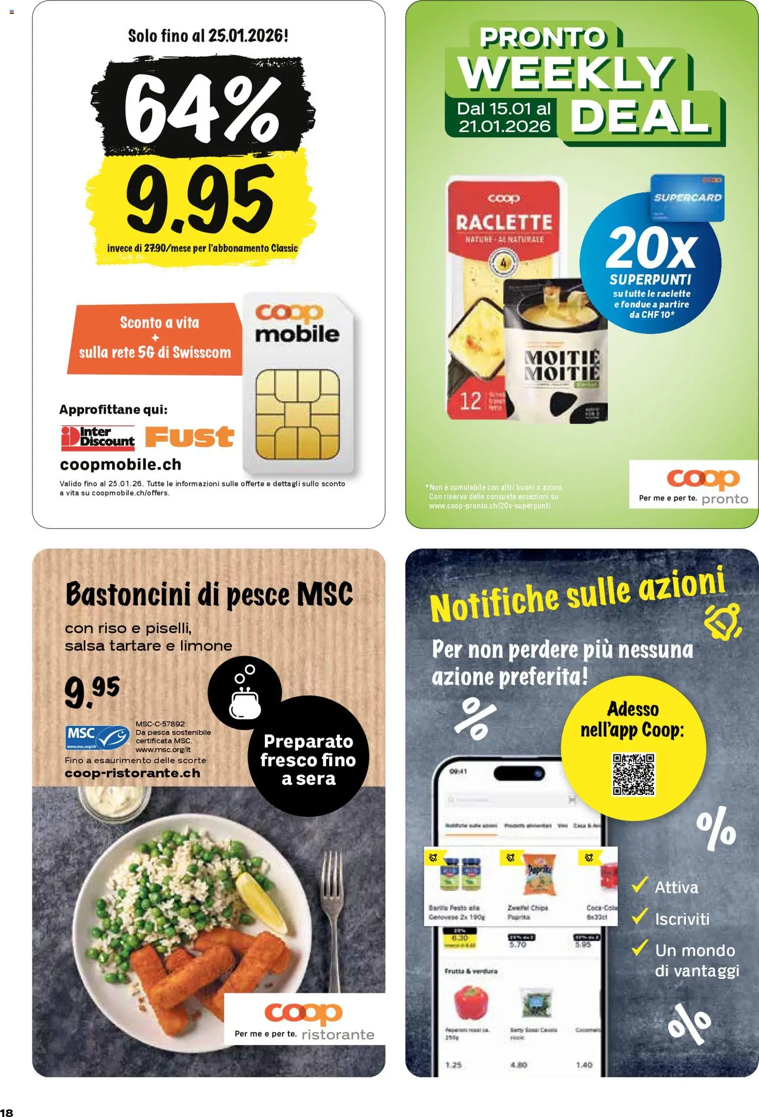 Coop - Una settimana di azioni – gültig ab 15.01.2026 | Seite: 18 | Produkte: Barilla, Chips, Raclette, Fondue