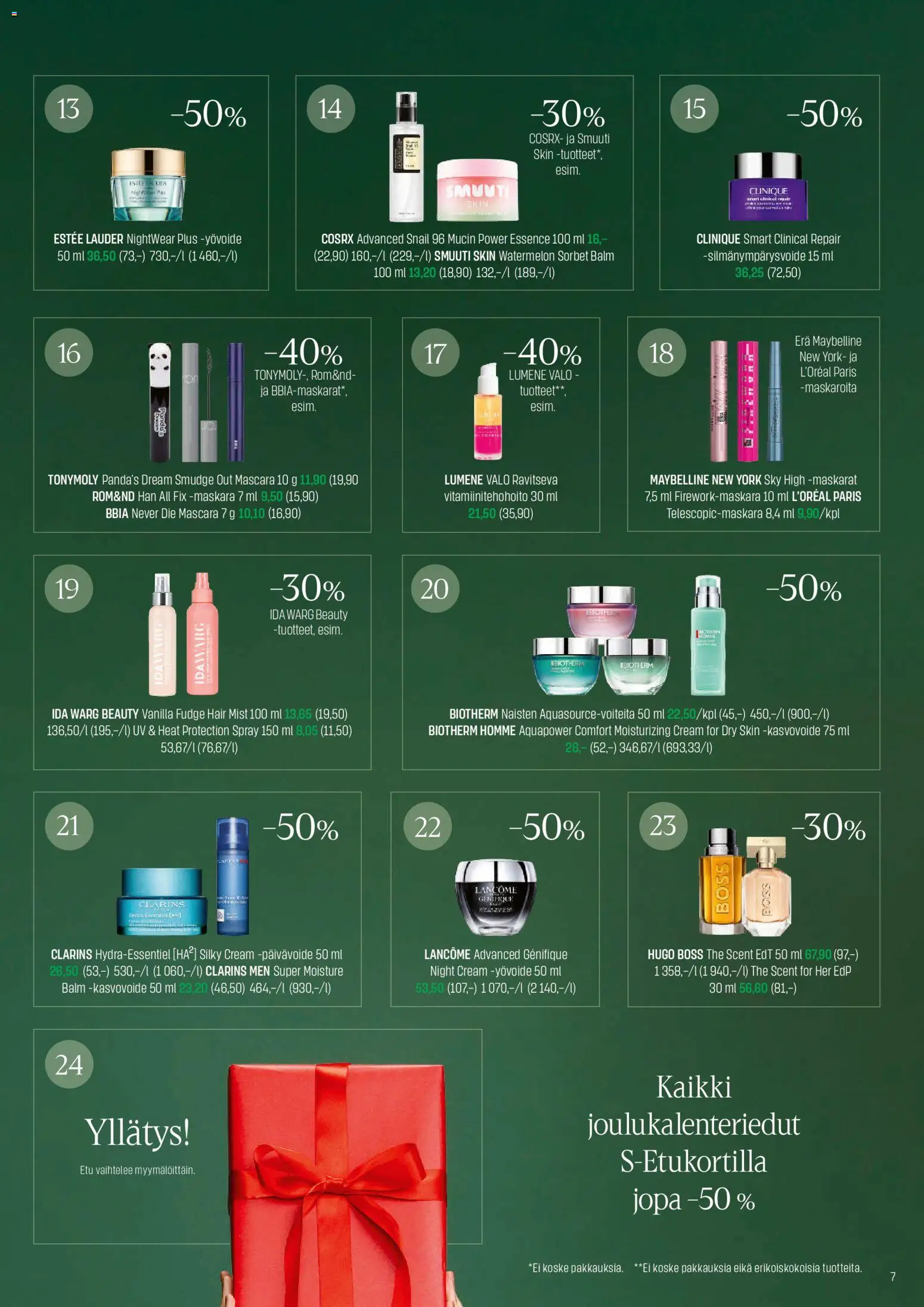 Sokos tarjoukset – voimassa 12.11.2025 alkaen | Sivu: 7 | Tuotteet: Eau de toilette, Yövoide, Kasvovoide, Silmänympärysvoide