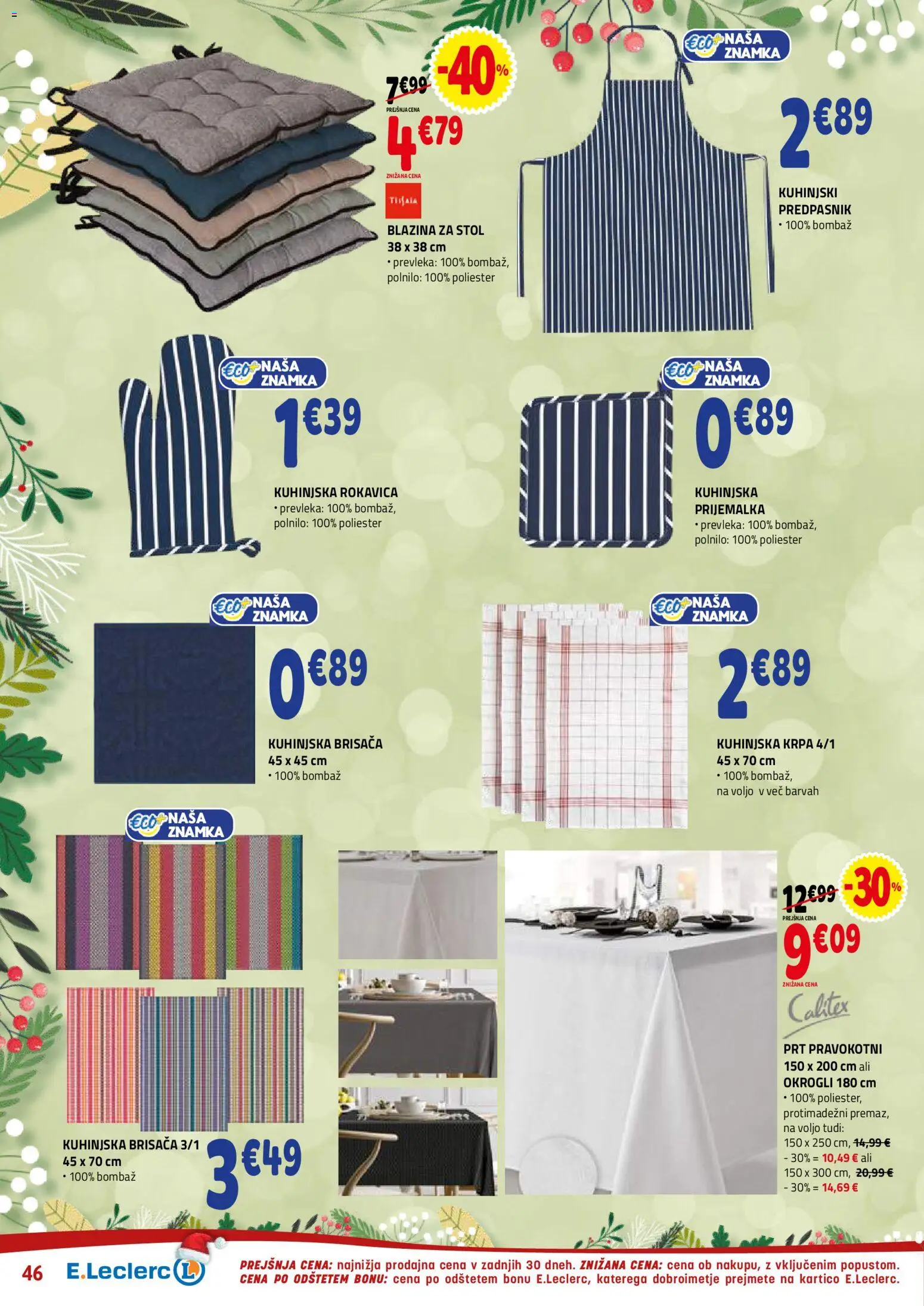 Novi E.leclerc katalog ponudbe – veljaven od 27.12.2025 | Stran: 46 | Izdelki: Brisača, Prevleka, Blazina, Stol