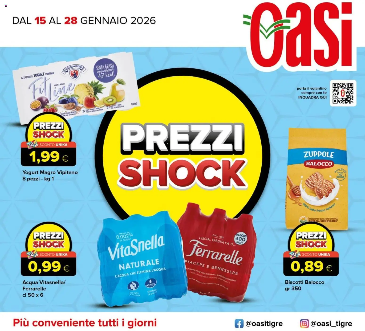 Volantino Oasi del 15.01.2026 | Pagina: 1 | Prodotti: Tè, Acqua, Latte, Ferrarelle