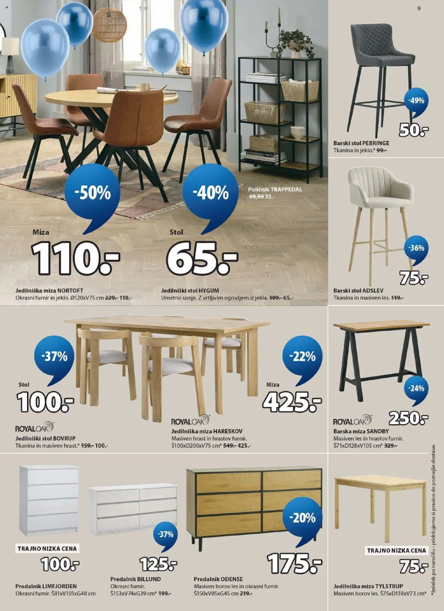 Novi JYSK katalog ponudbe – veljaven od 22.04.2026 | Stran: 9 | Izdelki: Poličnik, Furnir, Predalnik, Miza