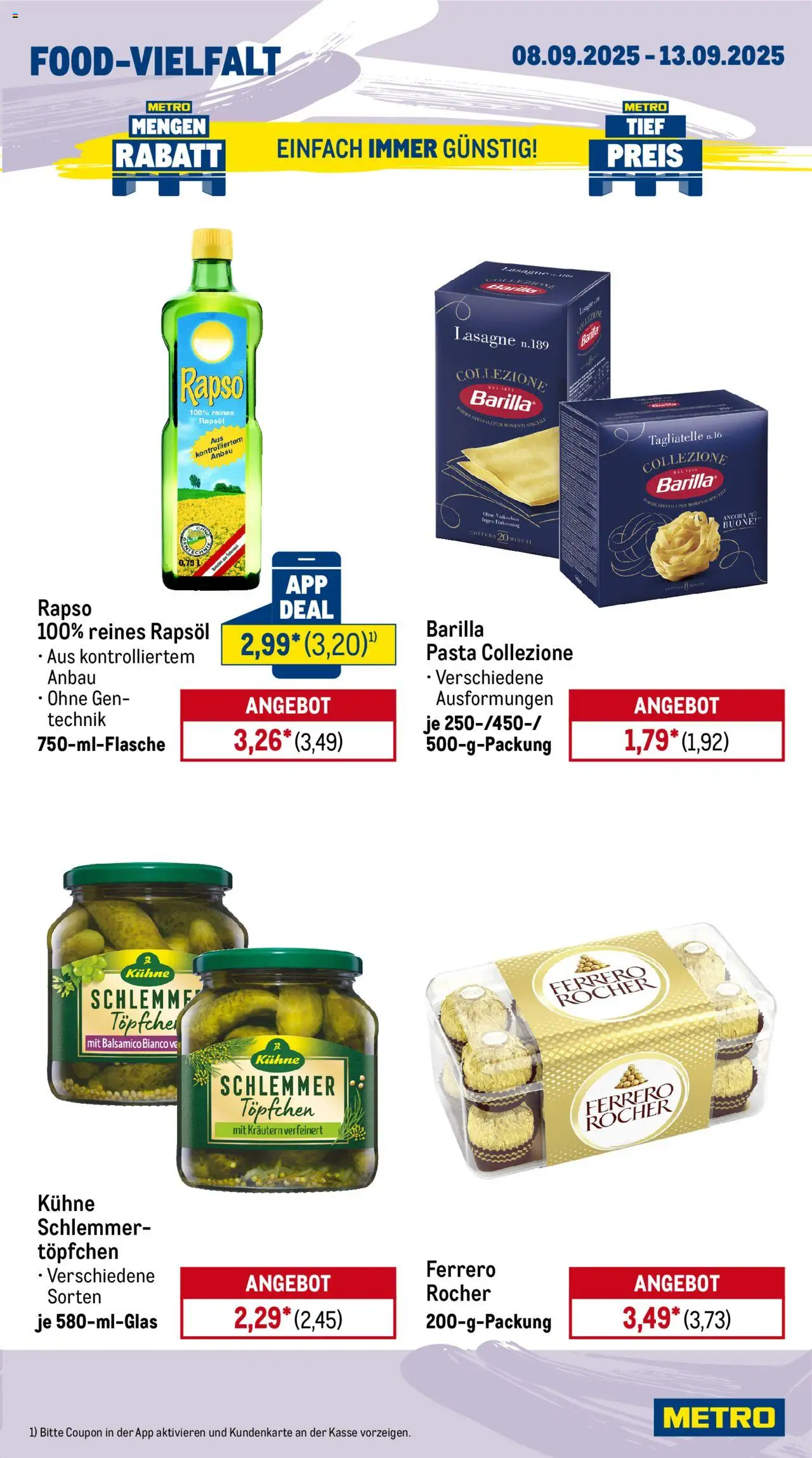 Metro Prospekt 	 – gültig ab 08.09.2025 | Seite: 11 | Produkte: Ferrero rocher, Barilla, Rapsöl, Pasta