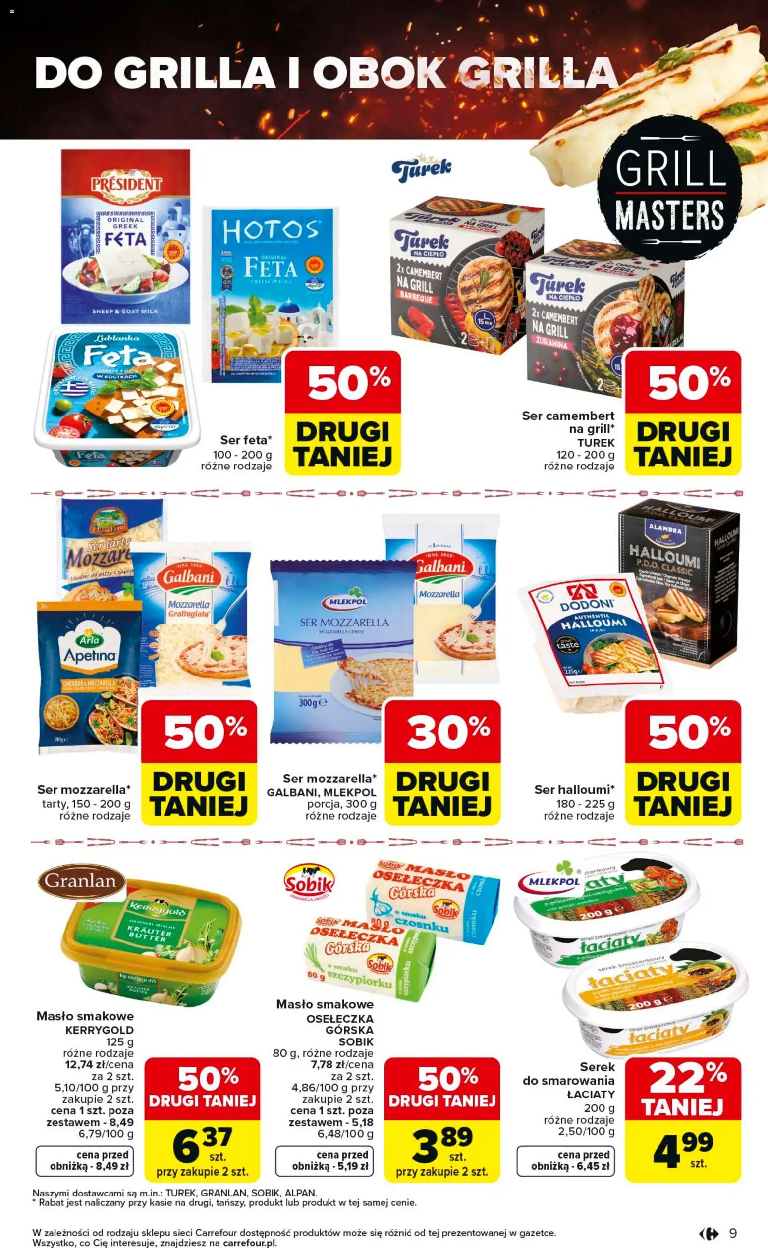 Carrefour gazetka - Misja:Grill Cię wzywa od 23.04.2026 | Strona: 9 | Produkty: Halloumi, Serek, Masło, Ser