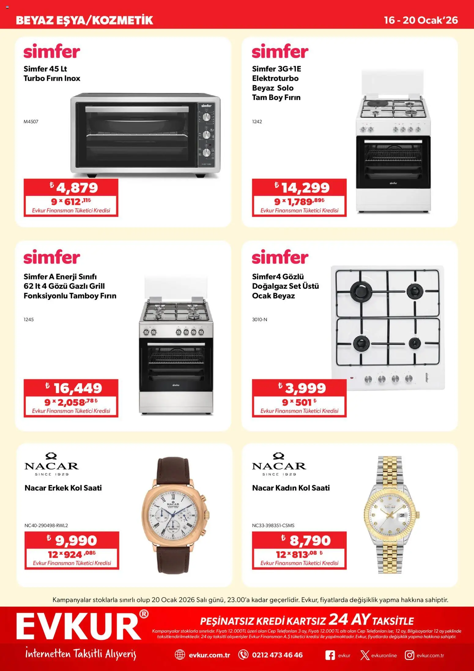 Evkur Katalog - 16.01.2026 tarihinden itibaren geçerlidir | Sayfa: 6 | Ürünler: Fırın, Ocak