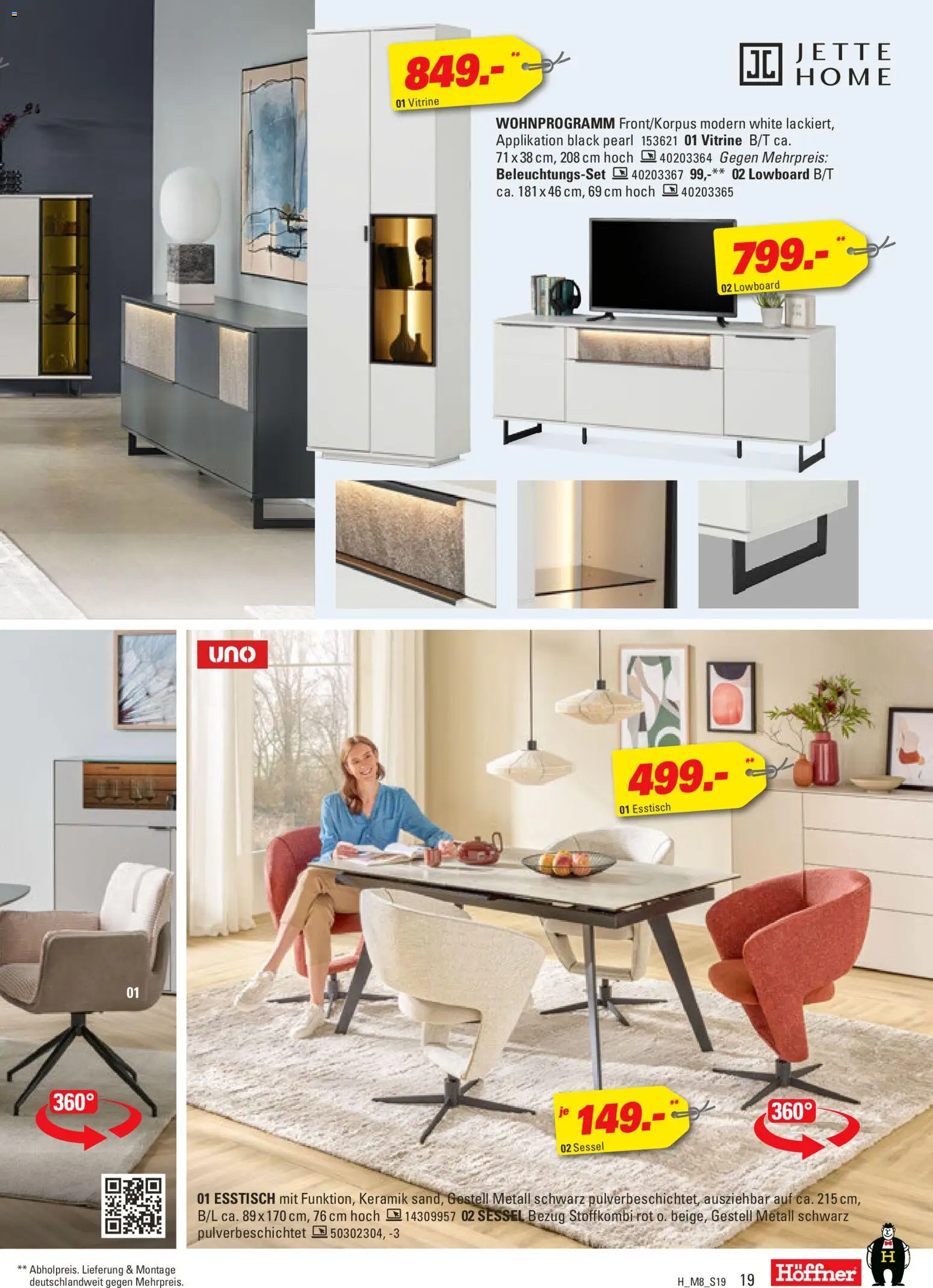 Höffner Prospekt 	 – gültig ab 12.11.2025 | Seite: 19 | Produkte: Lowboard, Esstisch, Vitrine, Sessel