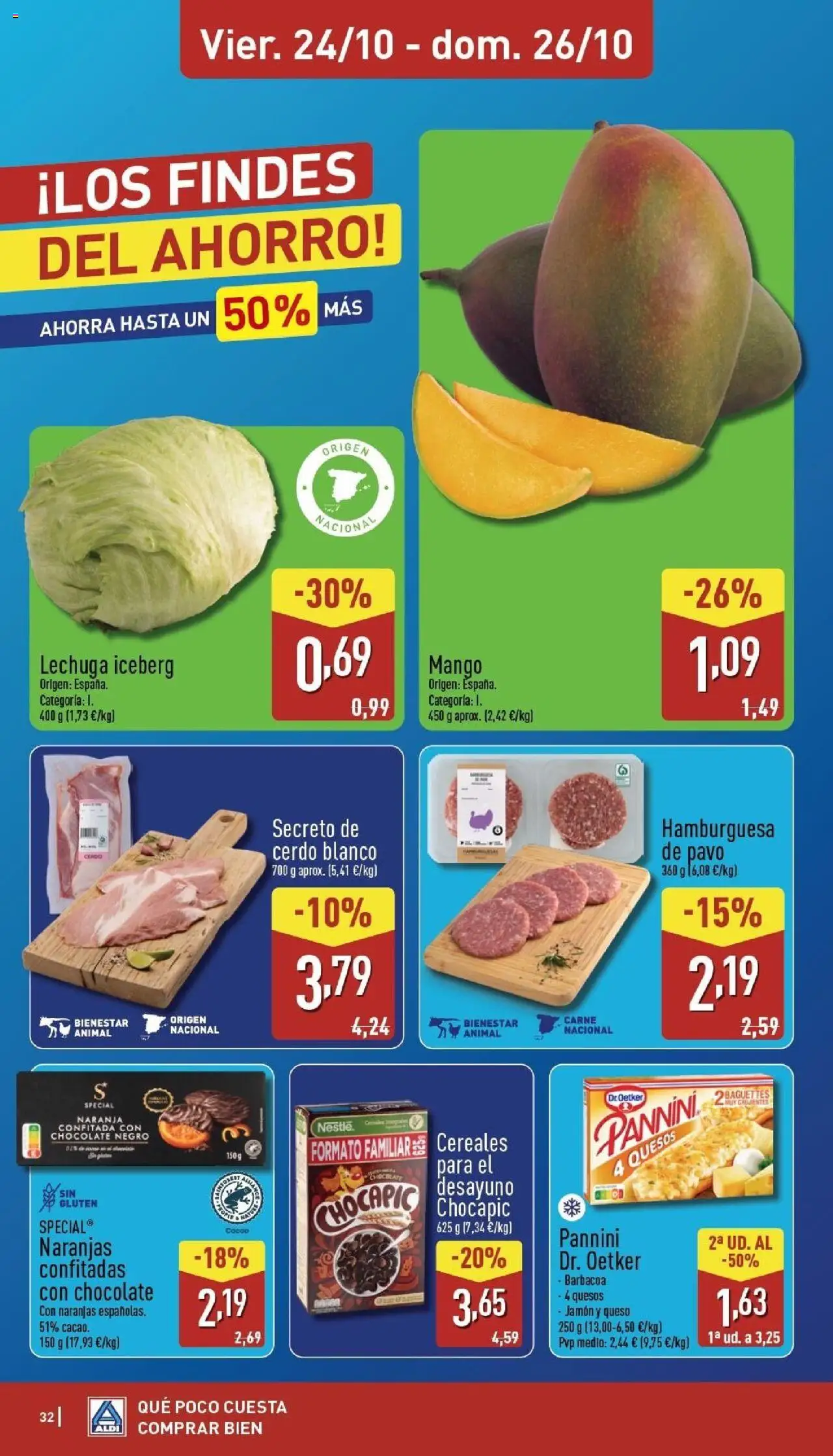 Aldi folleto Península │ válido desde el 20.10.2025 | Página: 32 | Productos: Jamón, Cereales, Ρούτερ, Σοκολατούχο γάλα