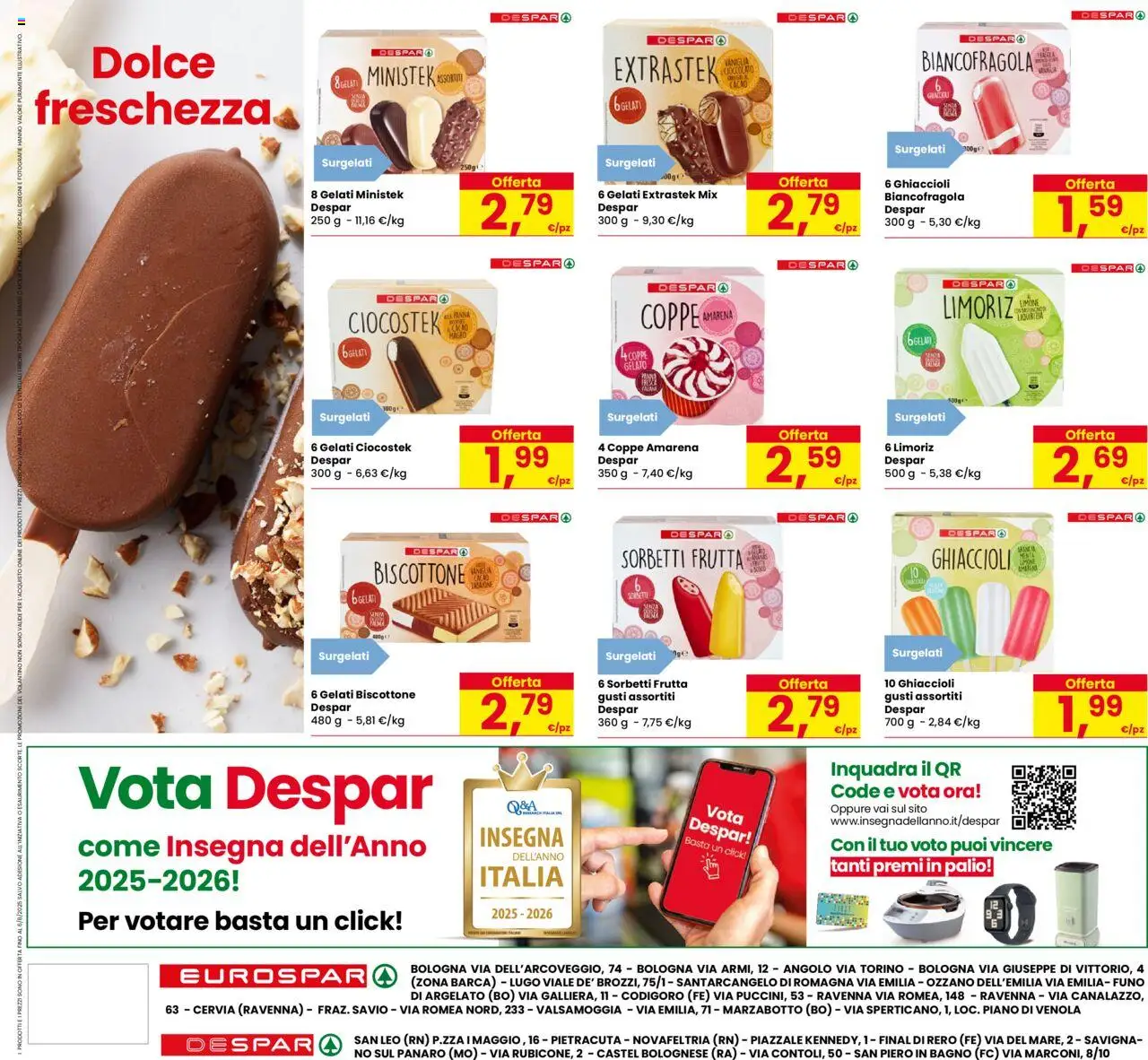 Volantino Despar del 07.08.2025 | Pagina: 24 | Prodotti: Ghiaccioli, Panna, Frutta, Amarena