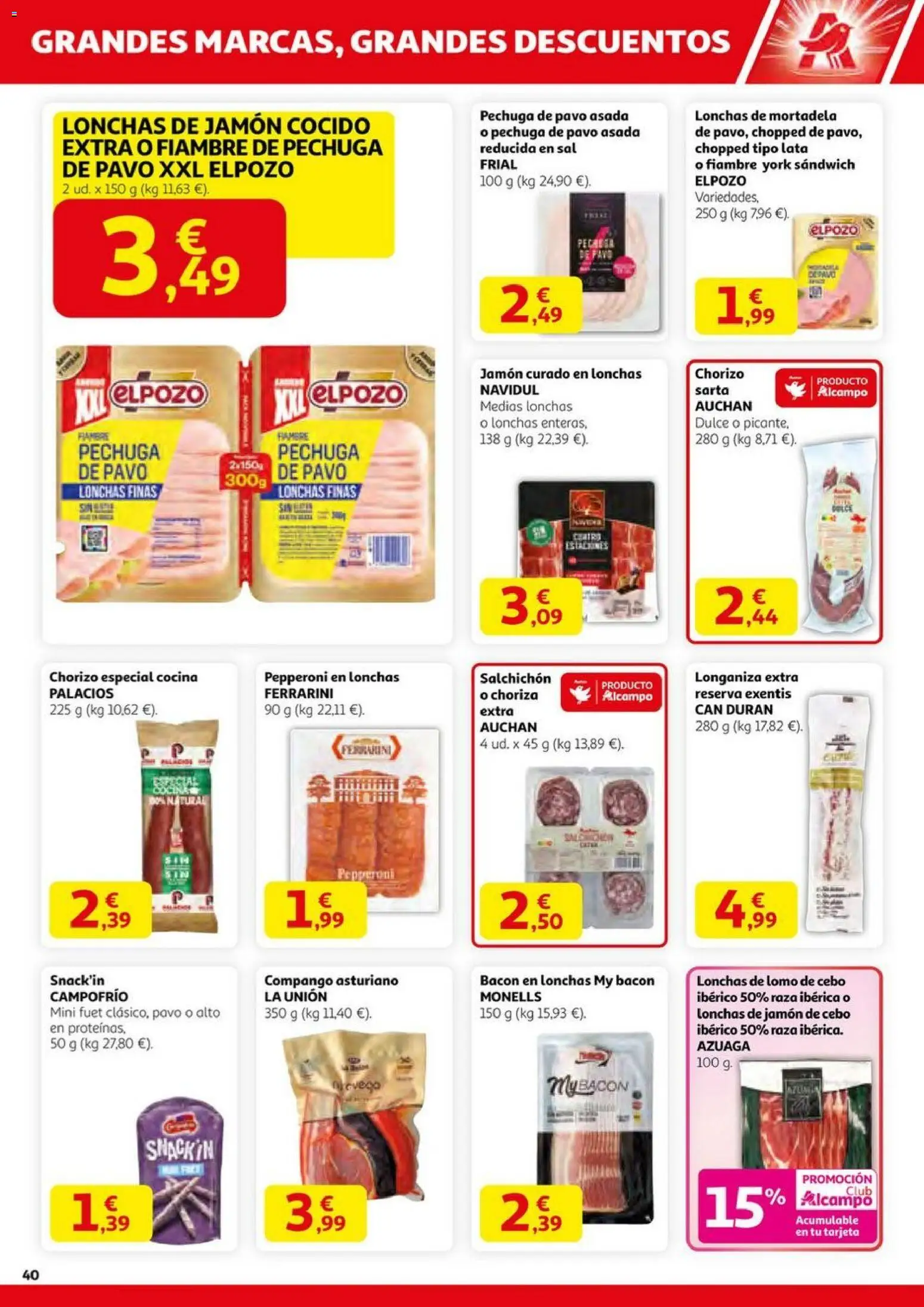 Alcampo - HG Nacional │ válido desde el 23.10.2025 | Página: 40 | Productos: Medias, Jamón, Jamón cocido, Cocina