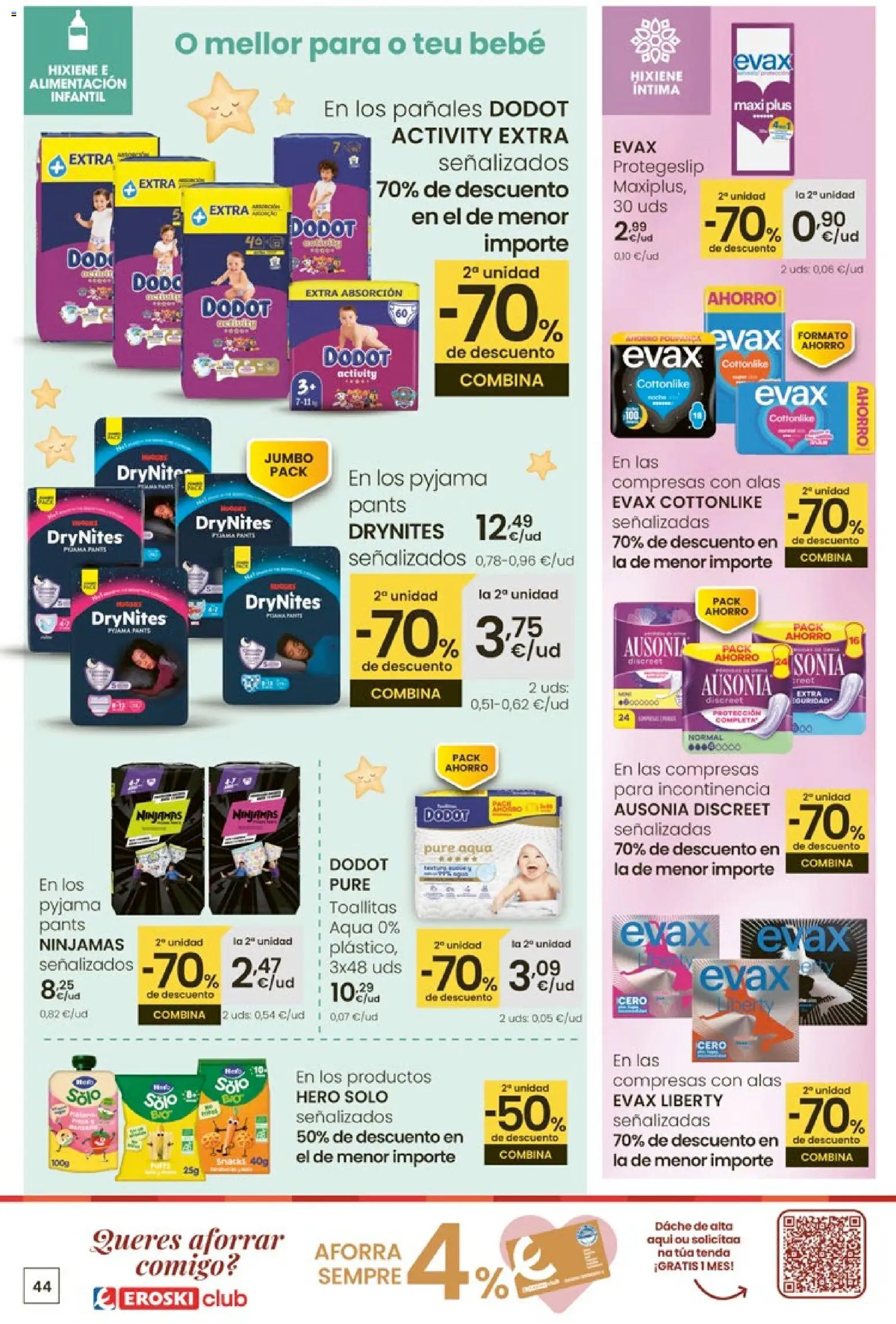 Eroski - Quieres ahorrar conmigo │ válido desde el 26.03.2026 | Página: 44 | Productos: Compresas con alas, Γλυφιτζούρι