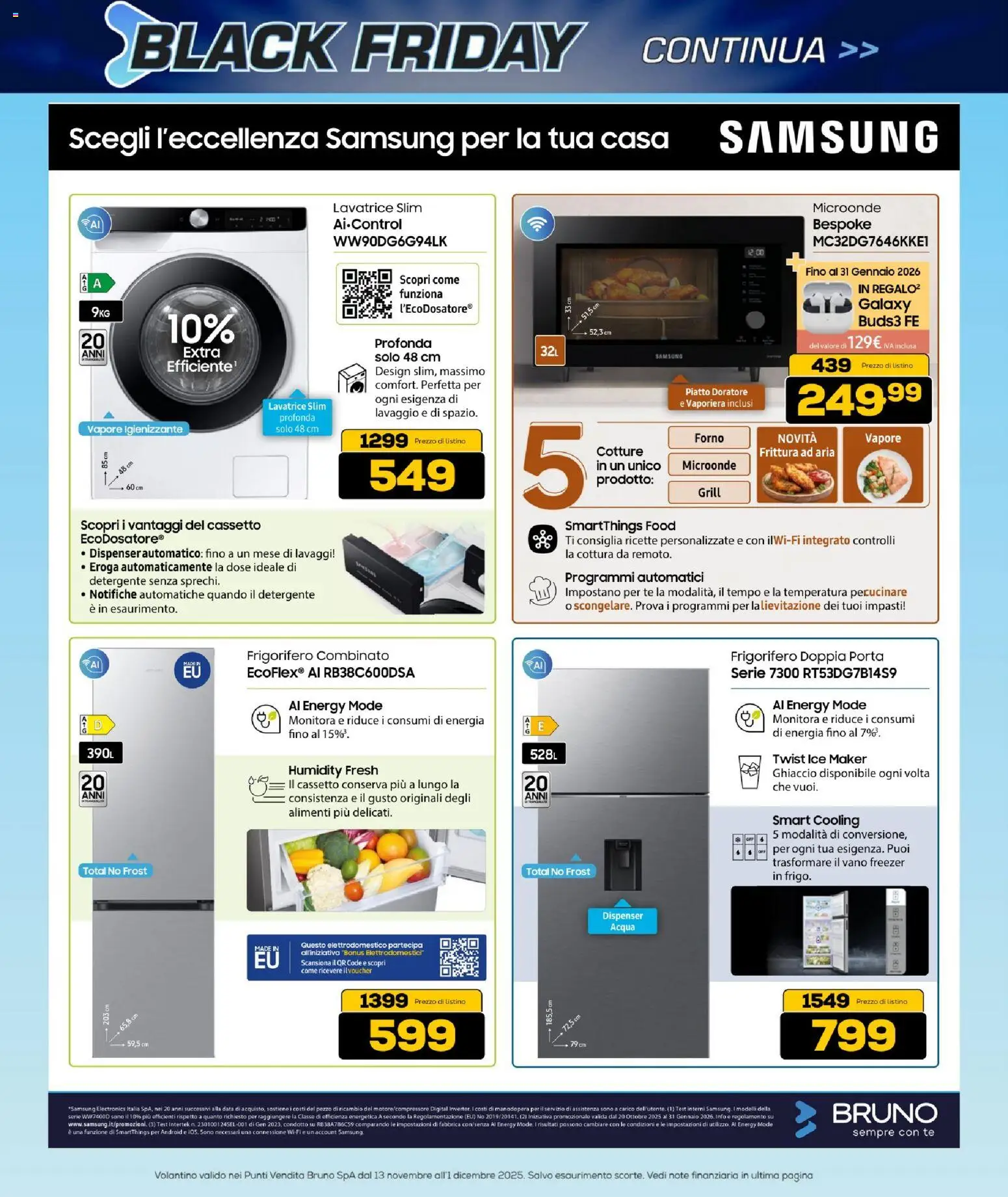 Volantino BRUNO del 13.11.2025 | Pagina: 49 | Prodotti: Freezer, Lavatrice, Data, Frigorifero combinato