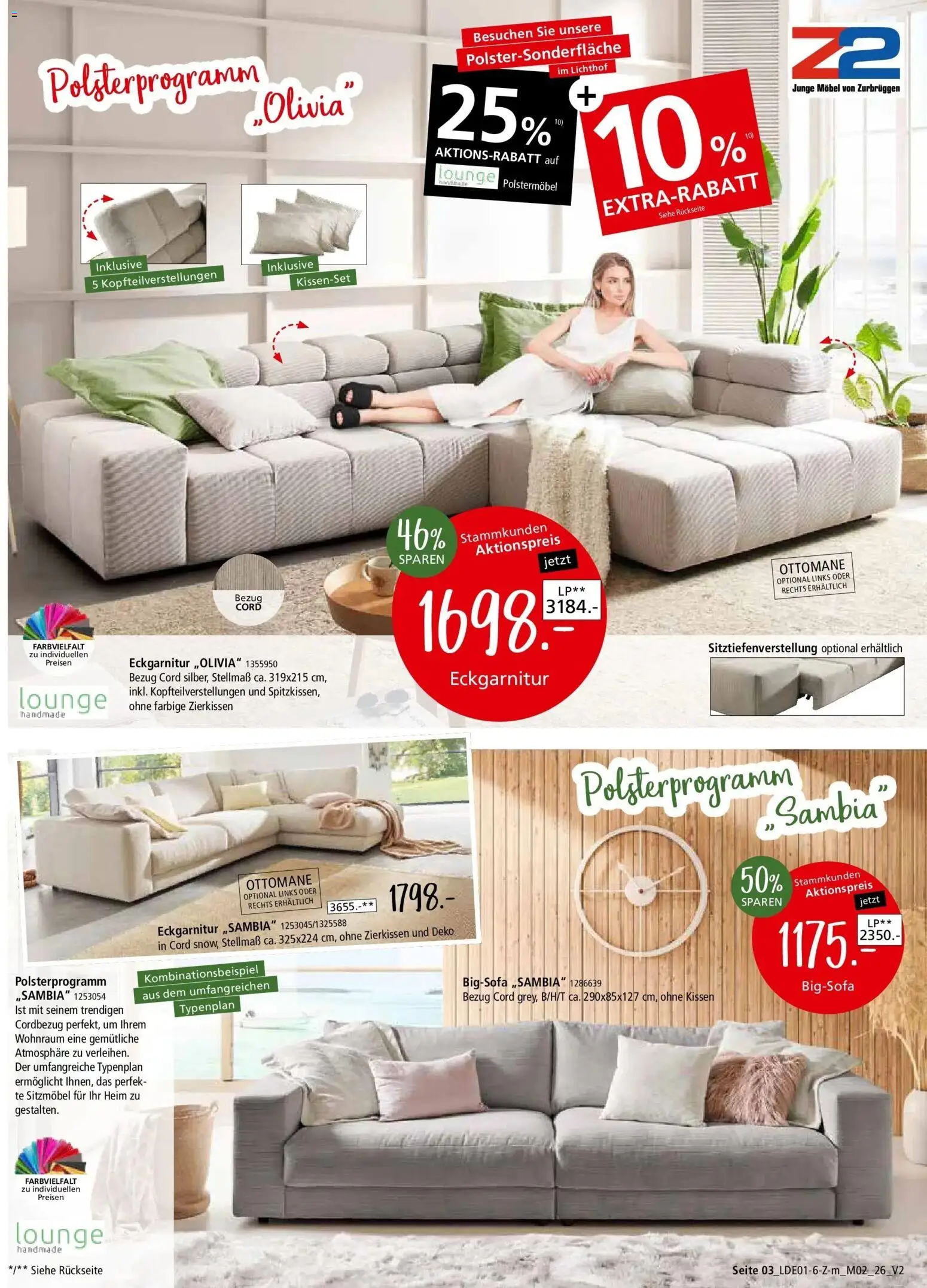 Zurbrüggen - Zurbrüggen: Unschlagbar günstig – gültig ab 26.01.2026 | Seite: 3 | Produkte: Bigsofa, Kissen