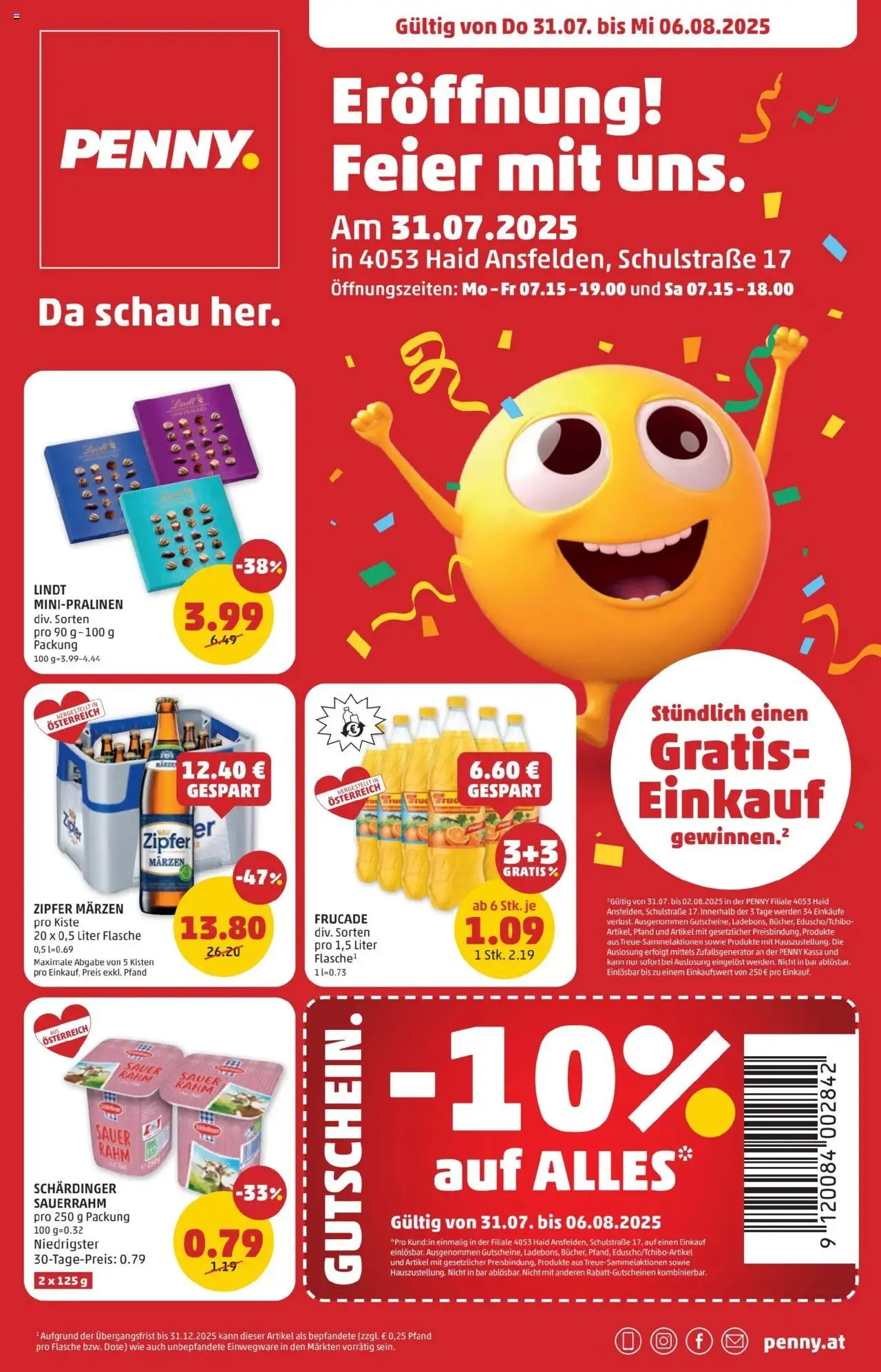 Penny Markt - Eröffnung in 4053 Haid Ansfelden gültig ab 31.07.2025 | Seite: 1 | Produkte: Sauerrahm