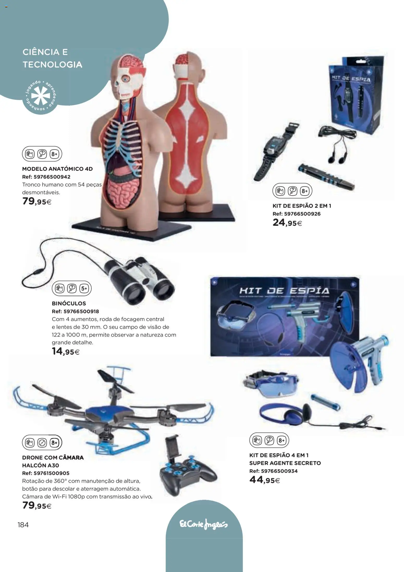 El Corte Ingles folheto │ válido de 11.11.2025 | Página: 184 | Produtos: Binóculos, Drone