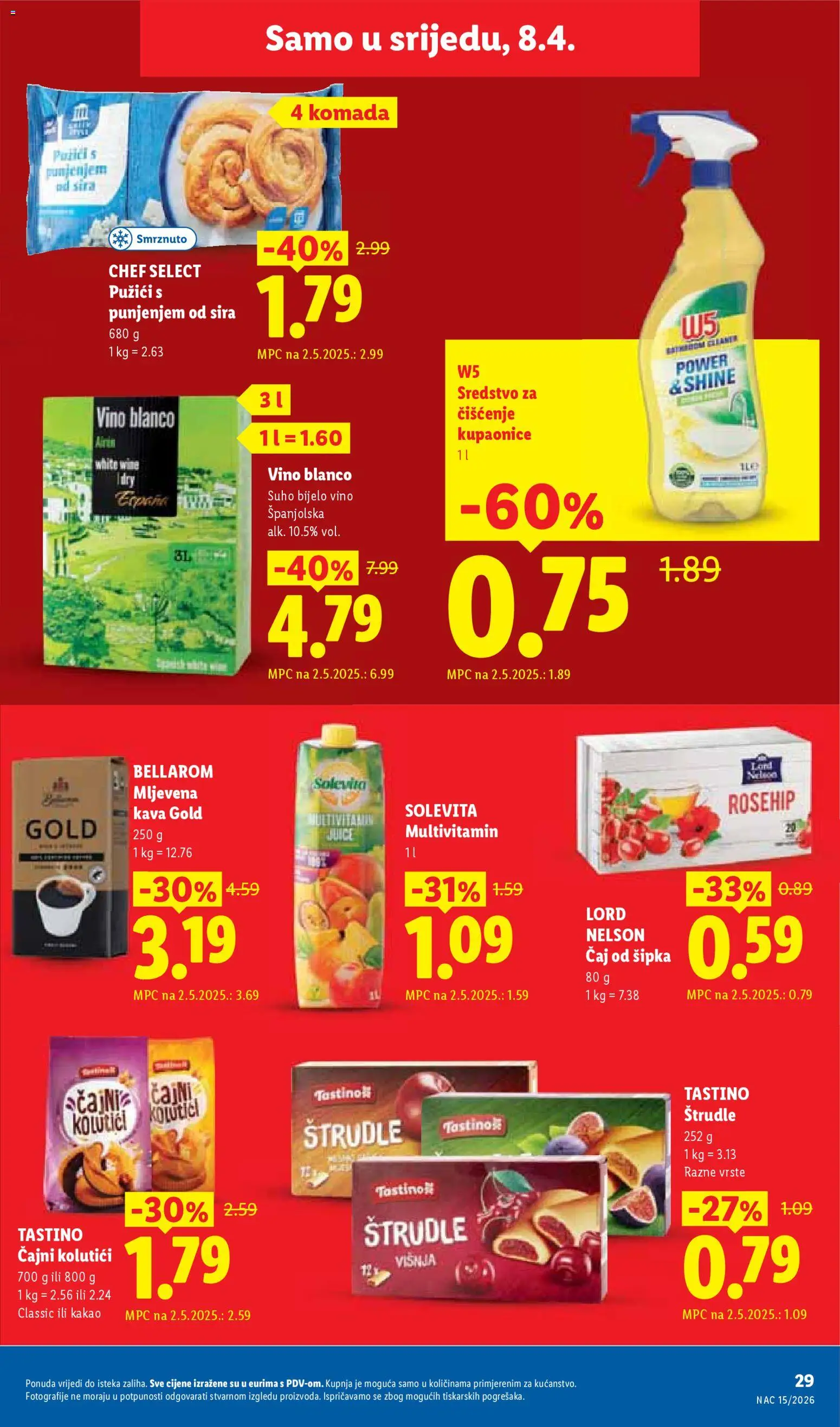 Lidl katalog | vrijedi od 07.04.2026 | Stranica: 29 | Proizvodi: Bijelo vino, Mljevena kava, Kava, Štrudle