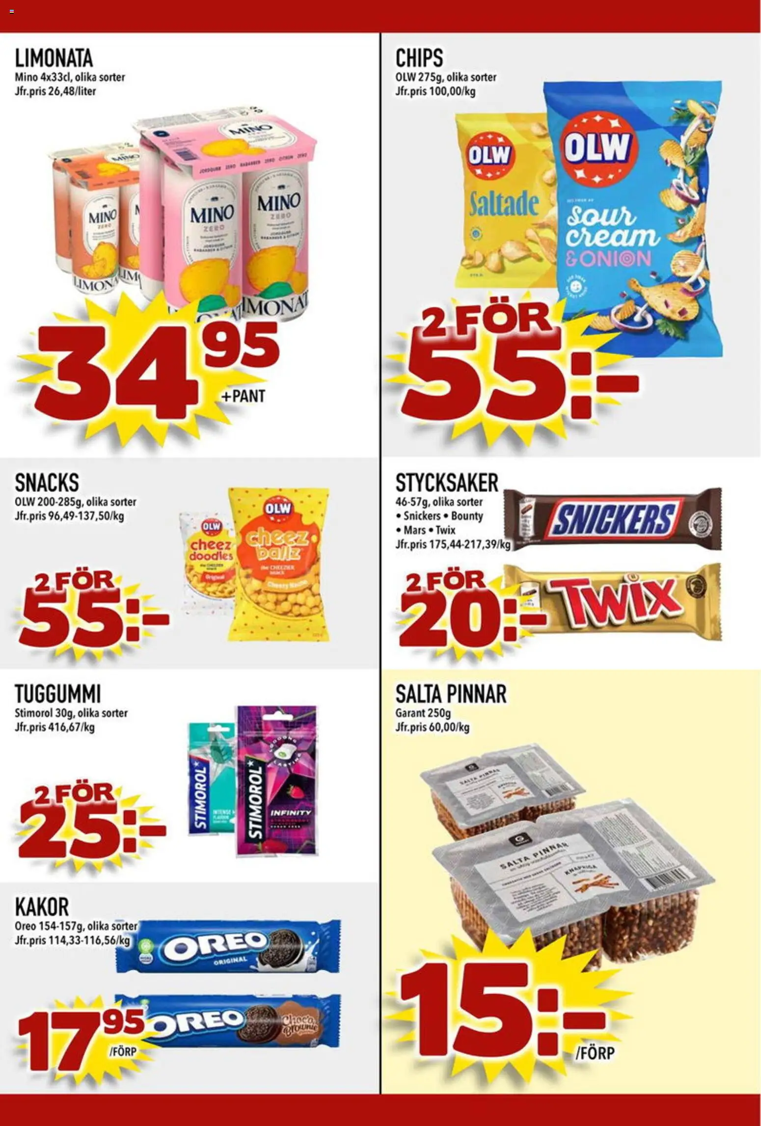 Din Mat reklamblad aktuell från 09.03.2026 | Sida: 7 | Produkter: Chips, Oreo, Tuggummi