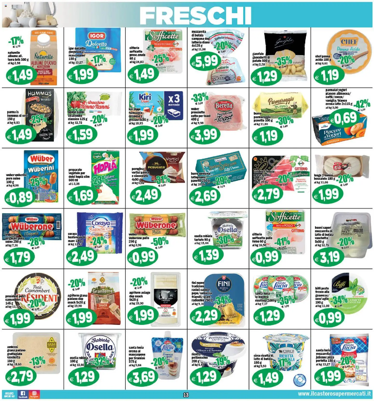 Volantino Il Castoro del 27.12.2025 | Pagina: 13 | Prodotti: Ceci, Formaggio, Hummus, Pesto