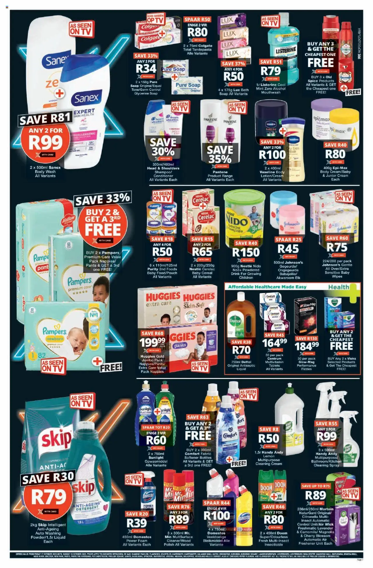 New Checkers catalogue – valid from 17.10.2025 | Page: 7 | Products: Bath, Conditioner, Cream, Detergent