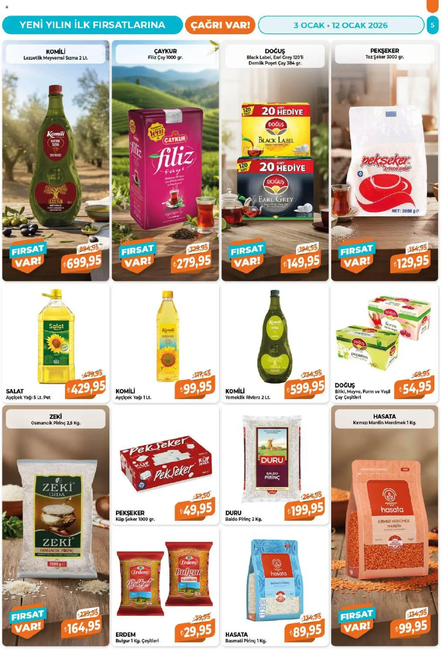 Çağrı Market Katalog - 03.01.2026 tarihinden itibaren geçerlidir | Sayfa: 5 | Ürünler: Ravioli, Pirinç, Toz şeker, Demlik