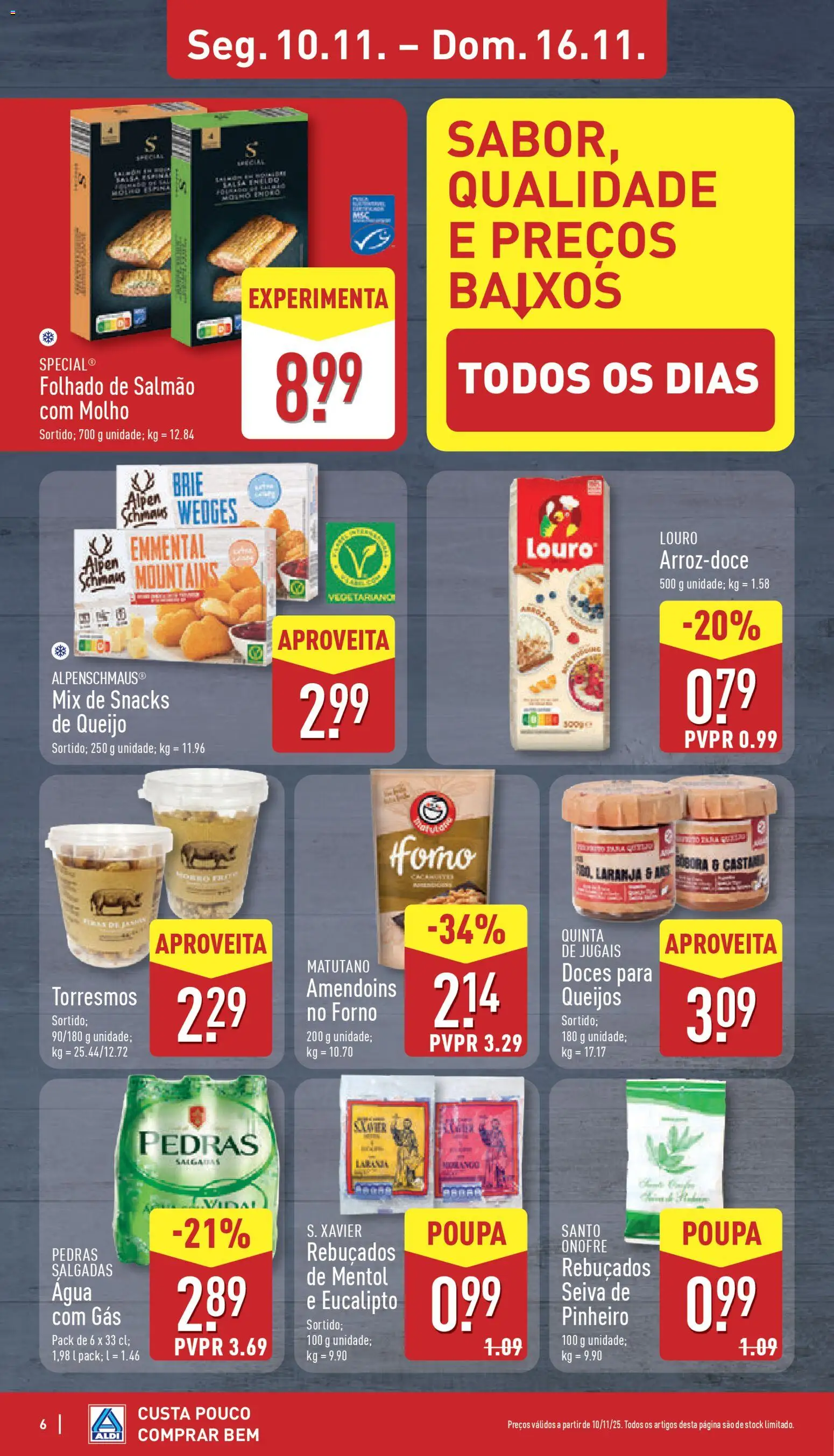 Aldi folheto │ válido de 10.11.2025 | Página: 6 | Produtos: Agua, Amendoins, Forno, Louro