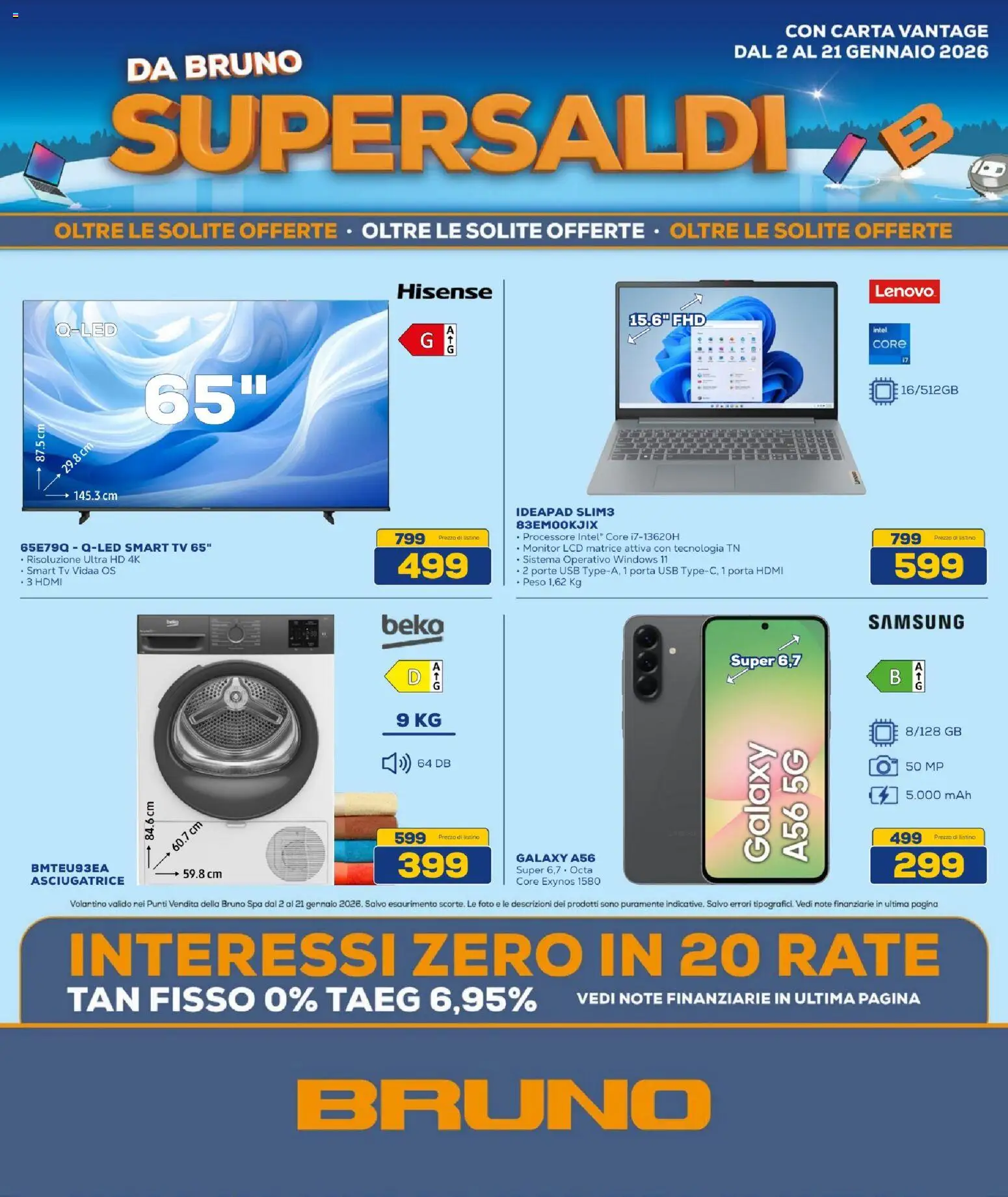 Volantino BRUNO del 02.01.2026 | Pagina: 1 | Prodotti: Monitor, Asciugatrice, USB, Samsung