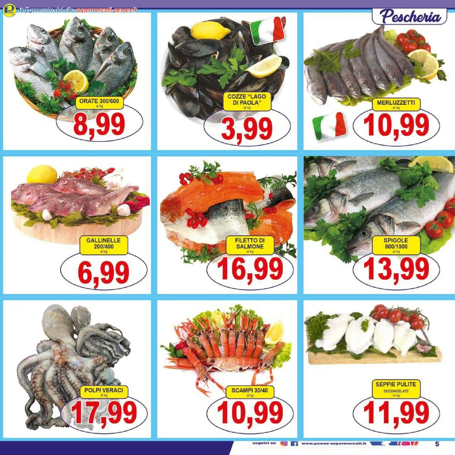 Volantino Pewex del 26.01.2026 | Pagina: 5 | Prodotti: Salmone, Cozze