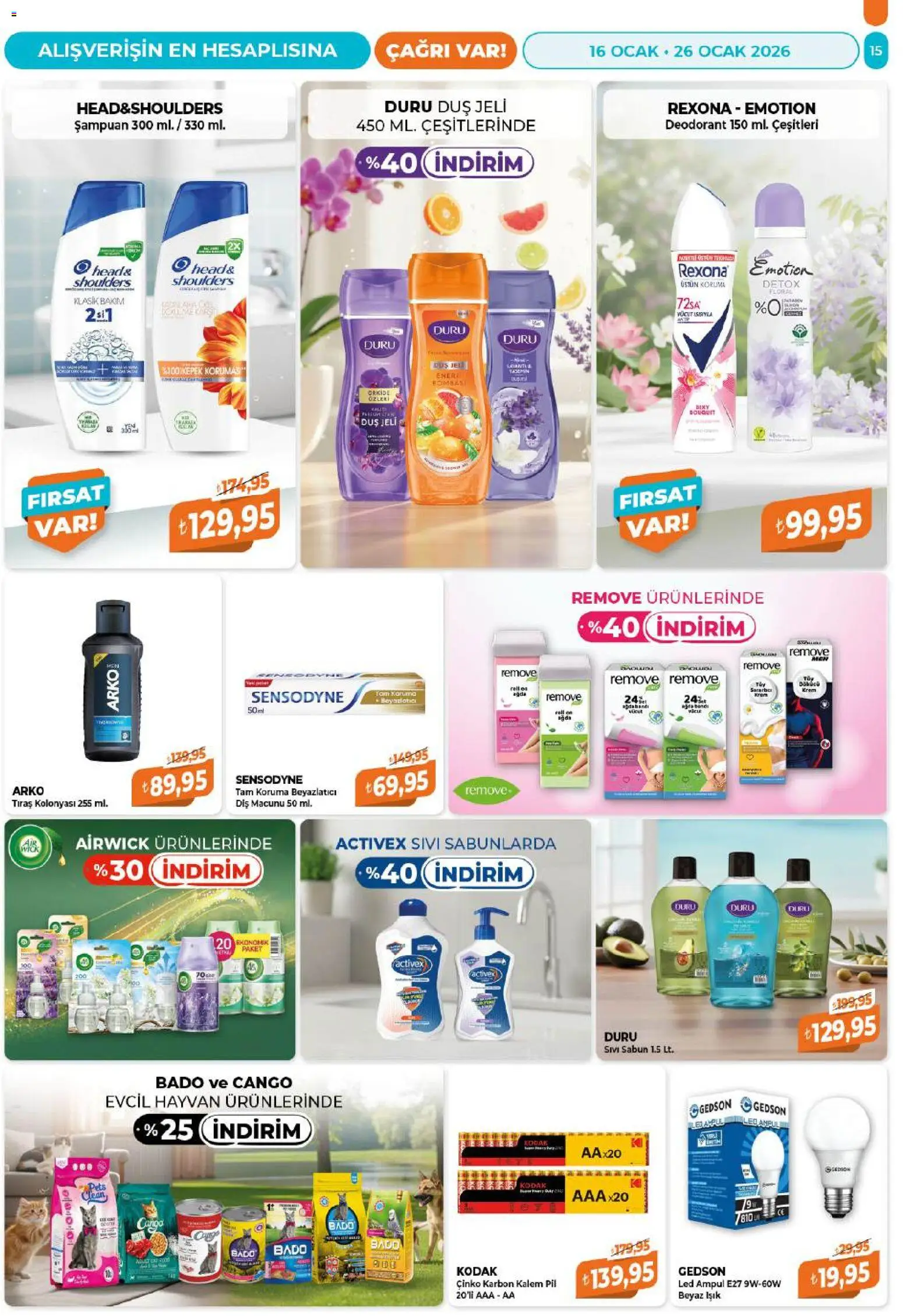 Çağrı Market Katalog - 16.01.2026 tarihinden itibaren geçerlidir | Sayfa: 15 | Ürünler: Şampuan, Sabun, Deodorant, Ocak