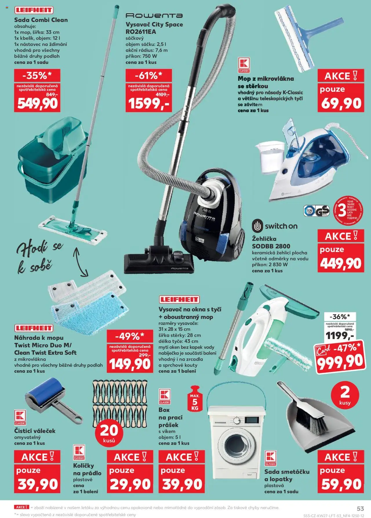Kaufland leták od 02.07.2025 | Strana: 53 | Produkty: Leifheit, Žehlička, Switch On, Prací Prášek