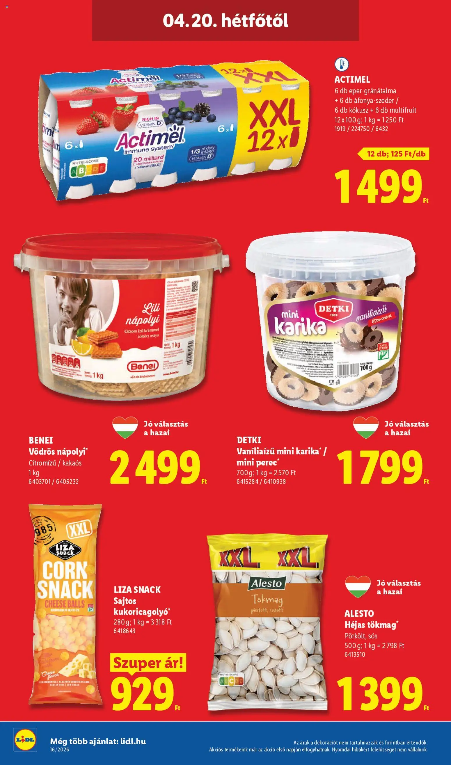 Lidl akciós ujság - amely érvényes a következő dátumtól: 16.04.2026 | Oldal: 54 | Termékek: Actimel, Kokusz, Nápolyi, Citrom