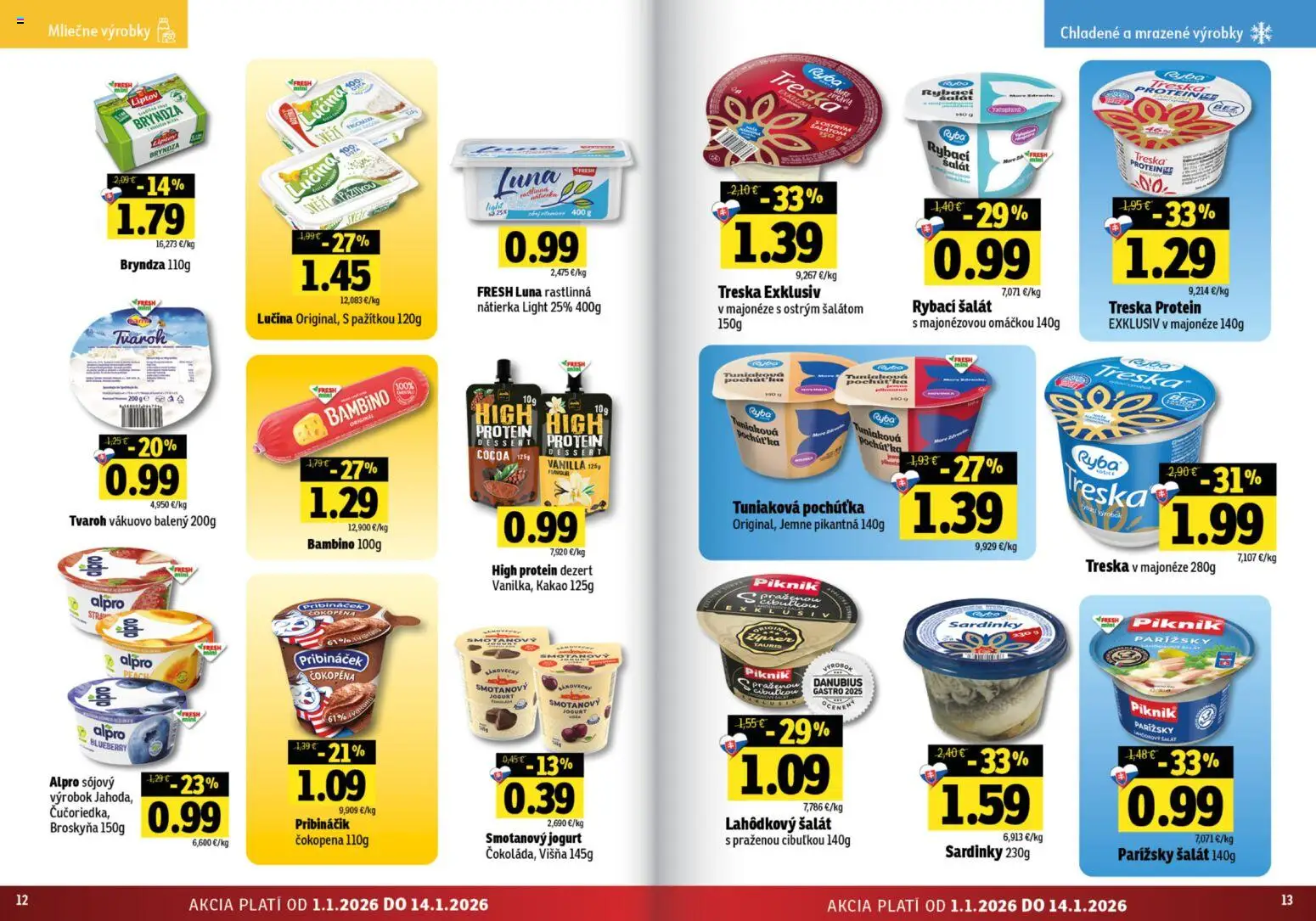 Nové Fresh akcie – leták je platný od 01.01.2026 | Strana: 7 | Produkty: Sardinky, Bryndza, Šalát, Treska