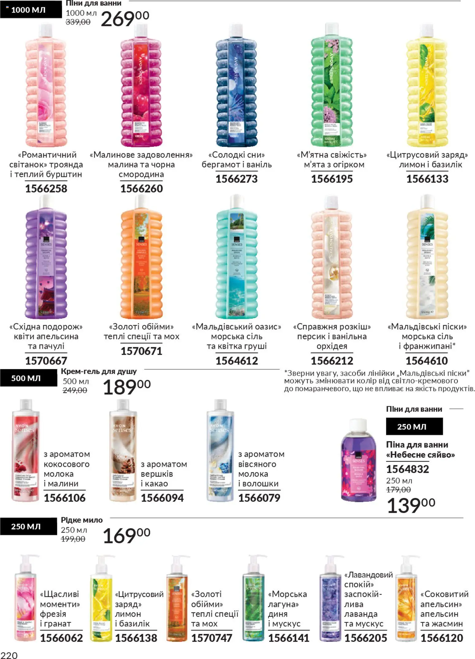 AVON Kаталог - дійснийкції з 01.11.2025 | Сторінка: 218 | Товари: Сіль, Лимон, Персик, Піна для ванни