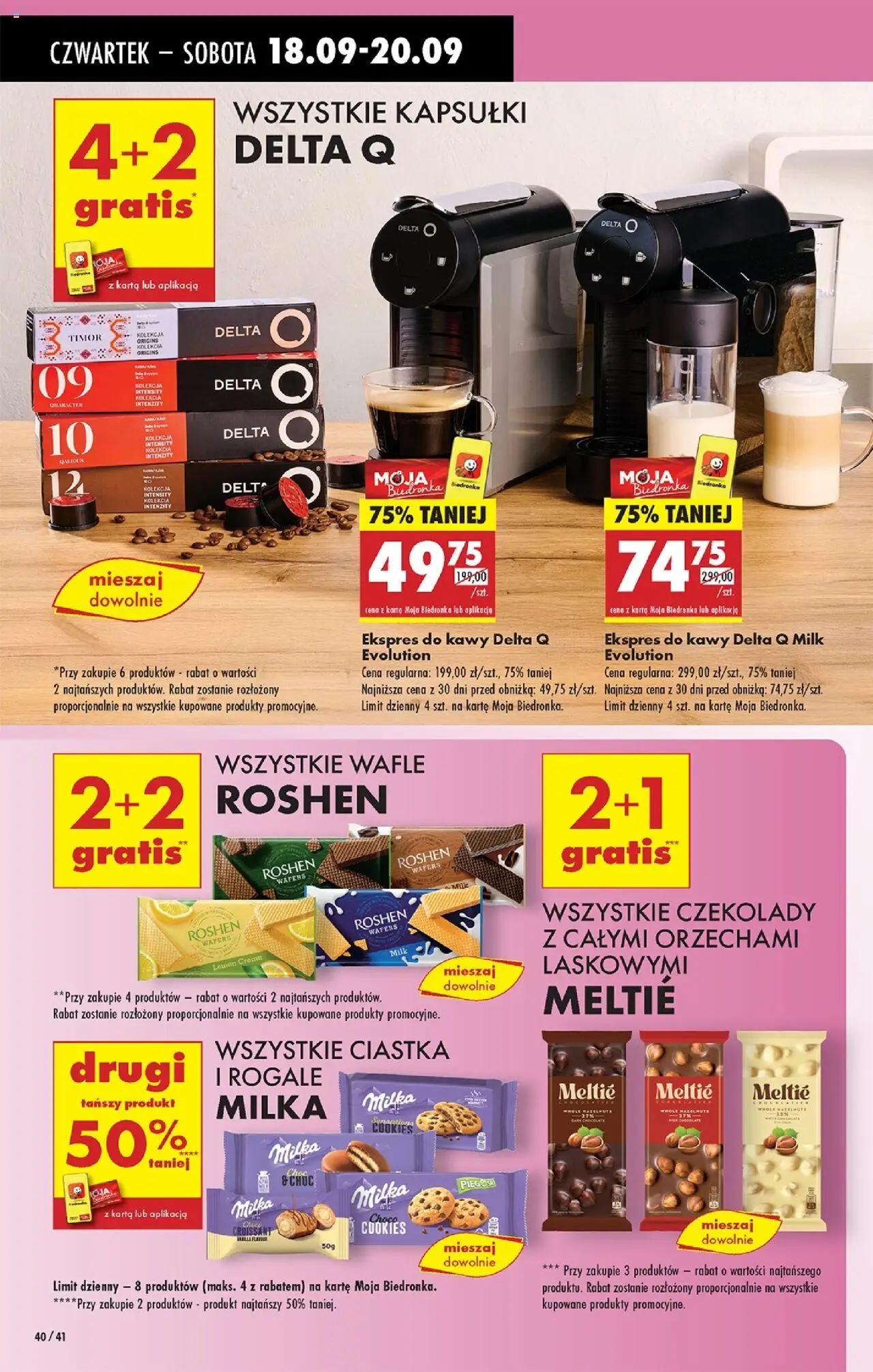 Biedronka gazetka - Oferta w tym tygodniu od 18.09.2025 | Strona: 50 | Produkty: Czekolady, Wafle, Kapsułki Delta, Ciastka
