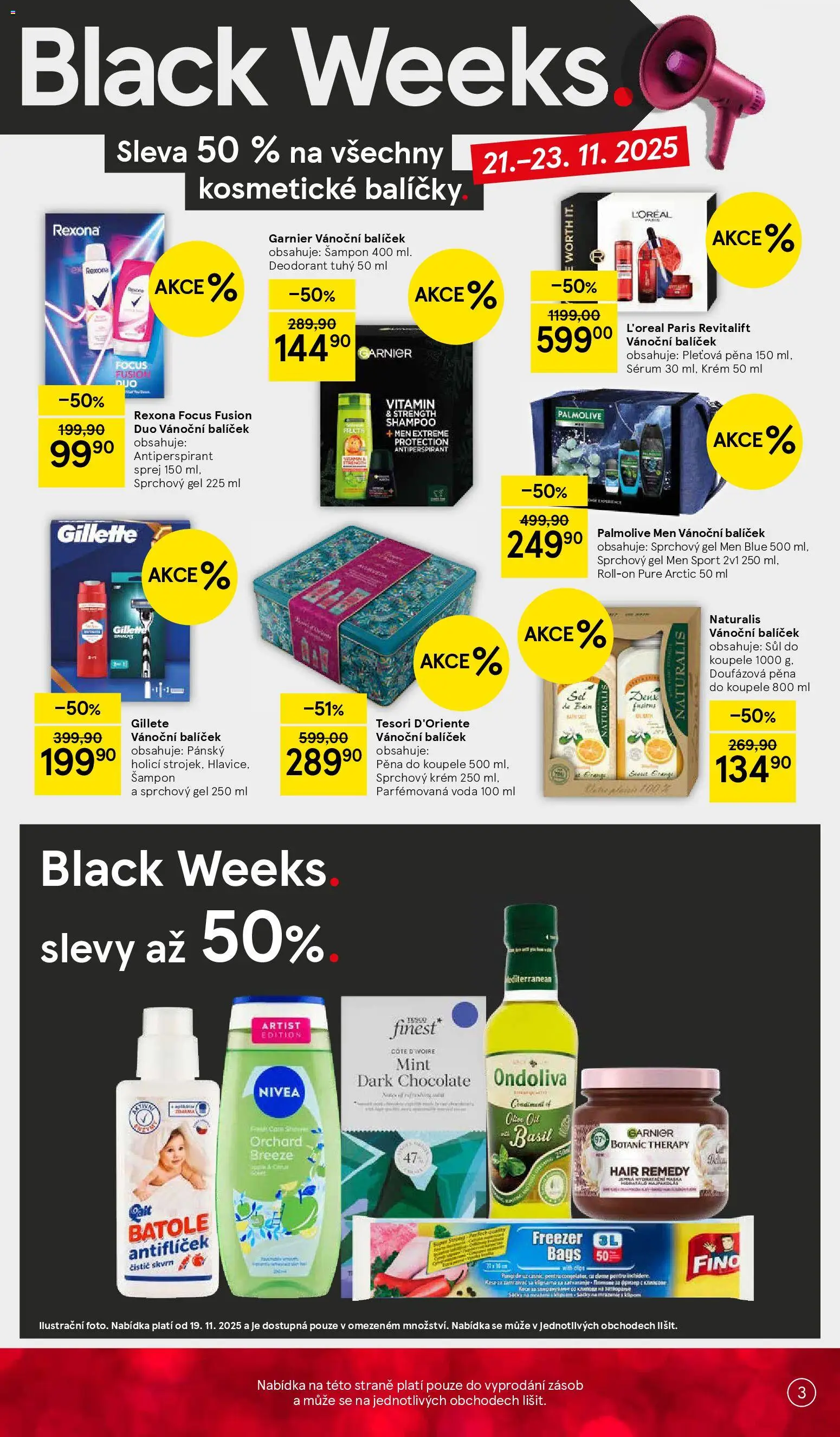 Tesco Black Friday od 19.11.2025 | Strana: 3 | Produkty: Antiperspirant, Nivea, Šampon, Maska na vlasy