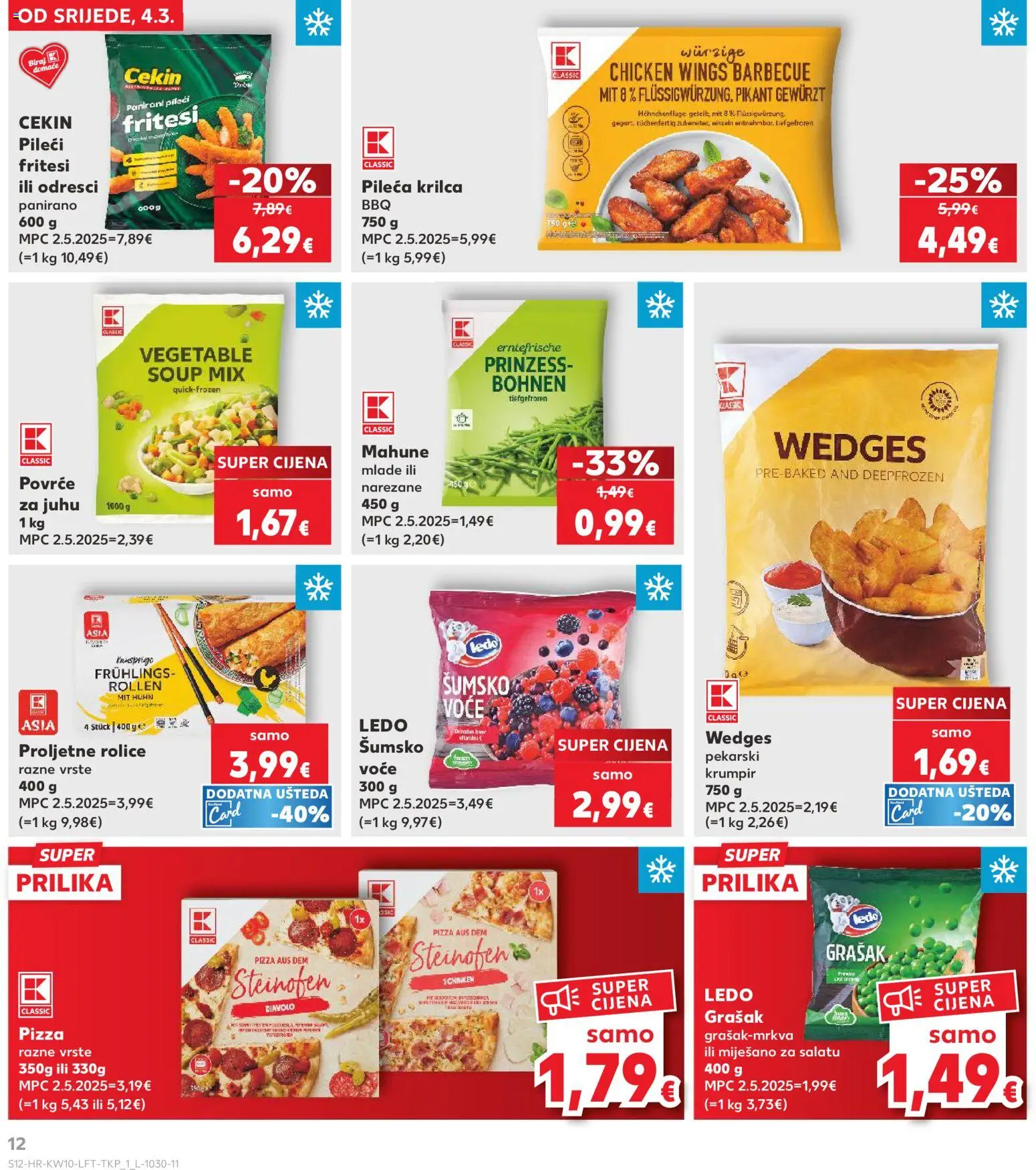 Kaufland katalog | vrijedi od 04.03.2026 | Stranica: 12 | Proizvodi: Pizza, Ledo, Krumpir, Voće