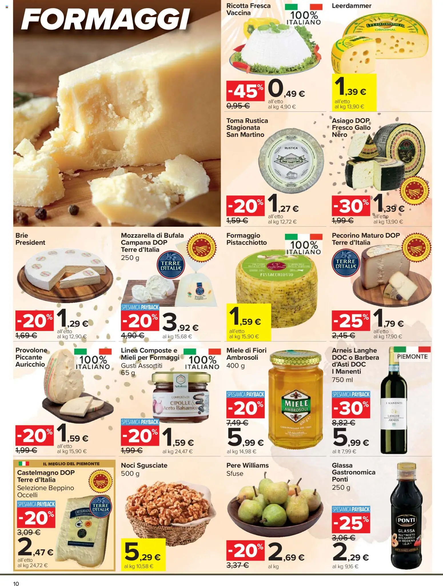 Volantino Carrefour del 24.03.2026 | Pagina: 10 | Prodotti: Cipolle, Mozzarella, Miele, Glassa