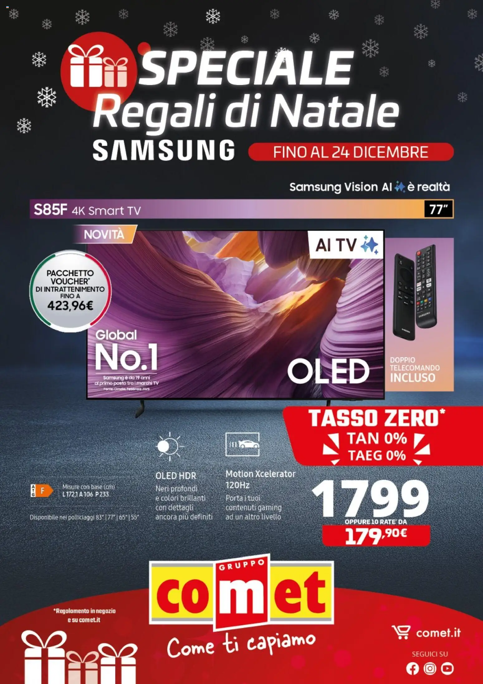 Volantino Comet del 09.12.2025 | Pagina: 1 | Prodotti: Telecomando, smart TV, TV, Samsung