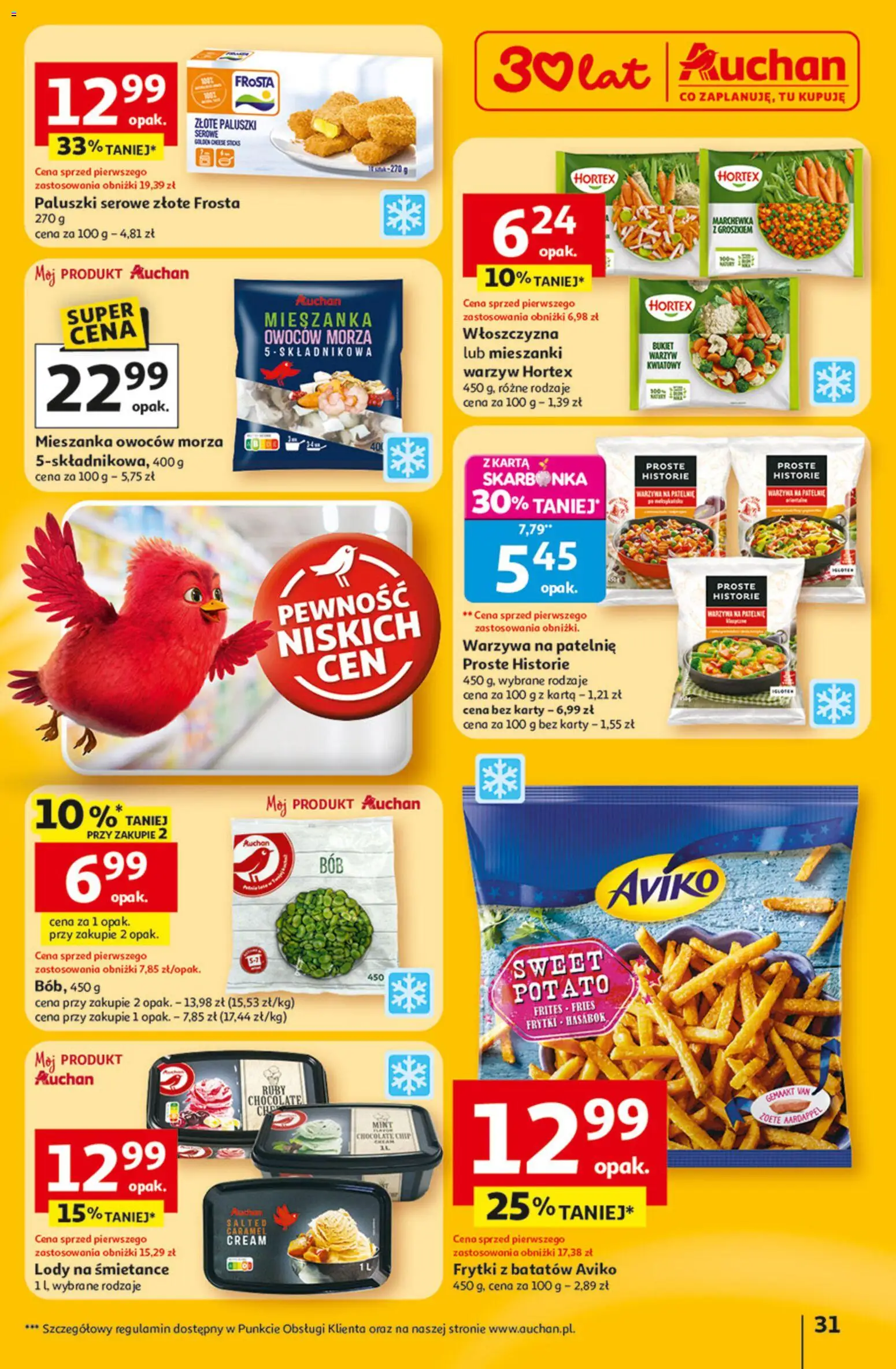 Auchan gazetka - 30 Lat Hipermarket od 23.04.2026 | Strona: 31 | Produkty: Warzywa na patelnie, Paluszki, Marchewka, Lody