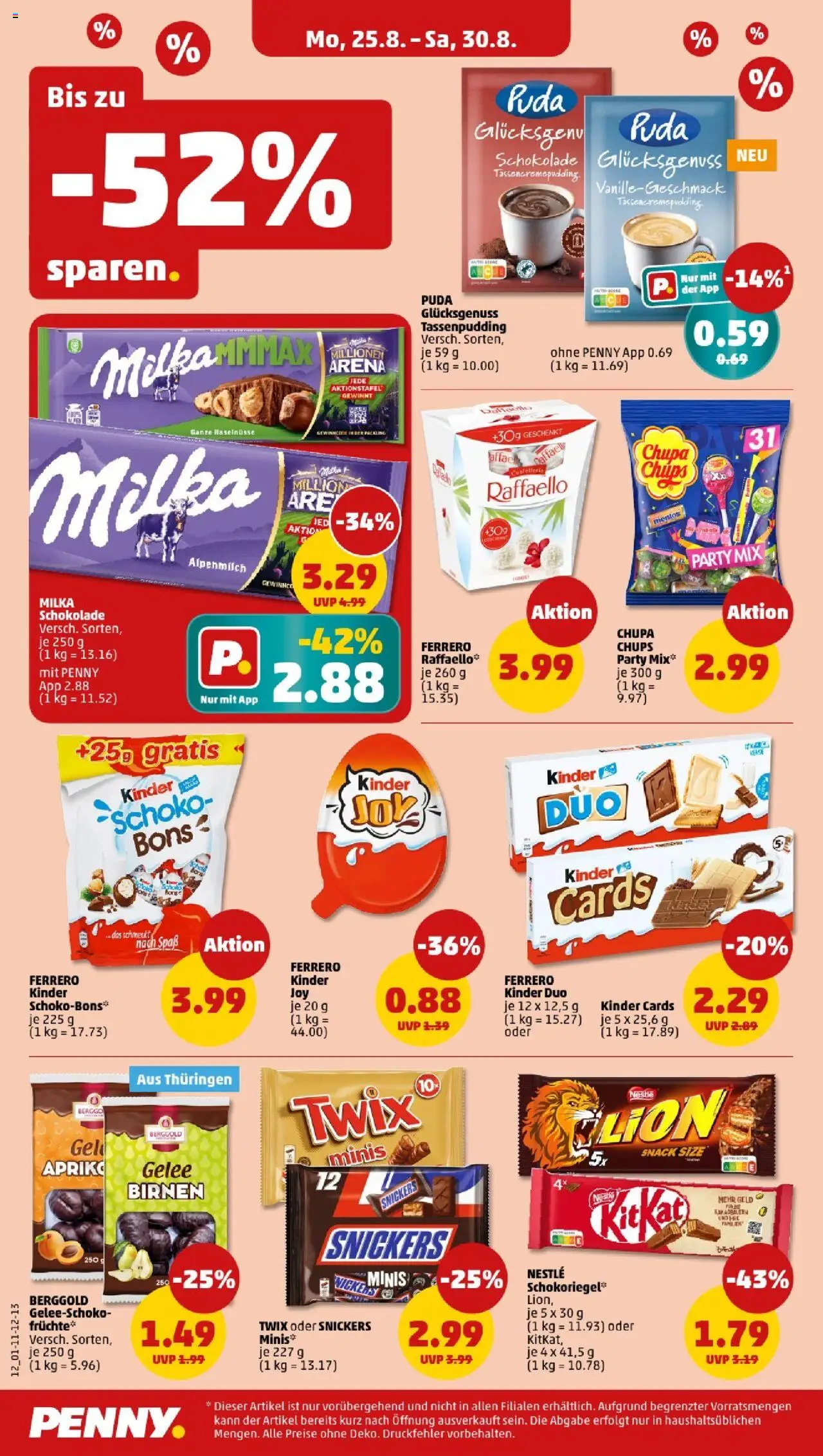 Penny - Sachsen  - gültig ab dem 25.08.2025 | Seite: 12 | Produkte: Schokolade, Milka, Snickers, Twix