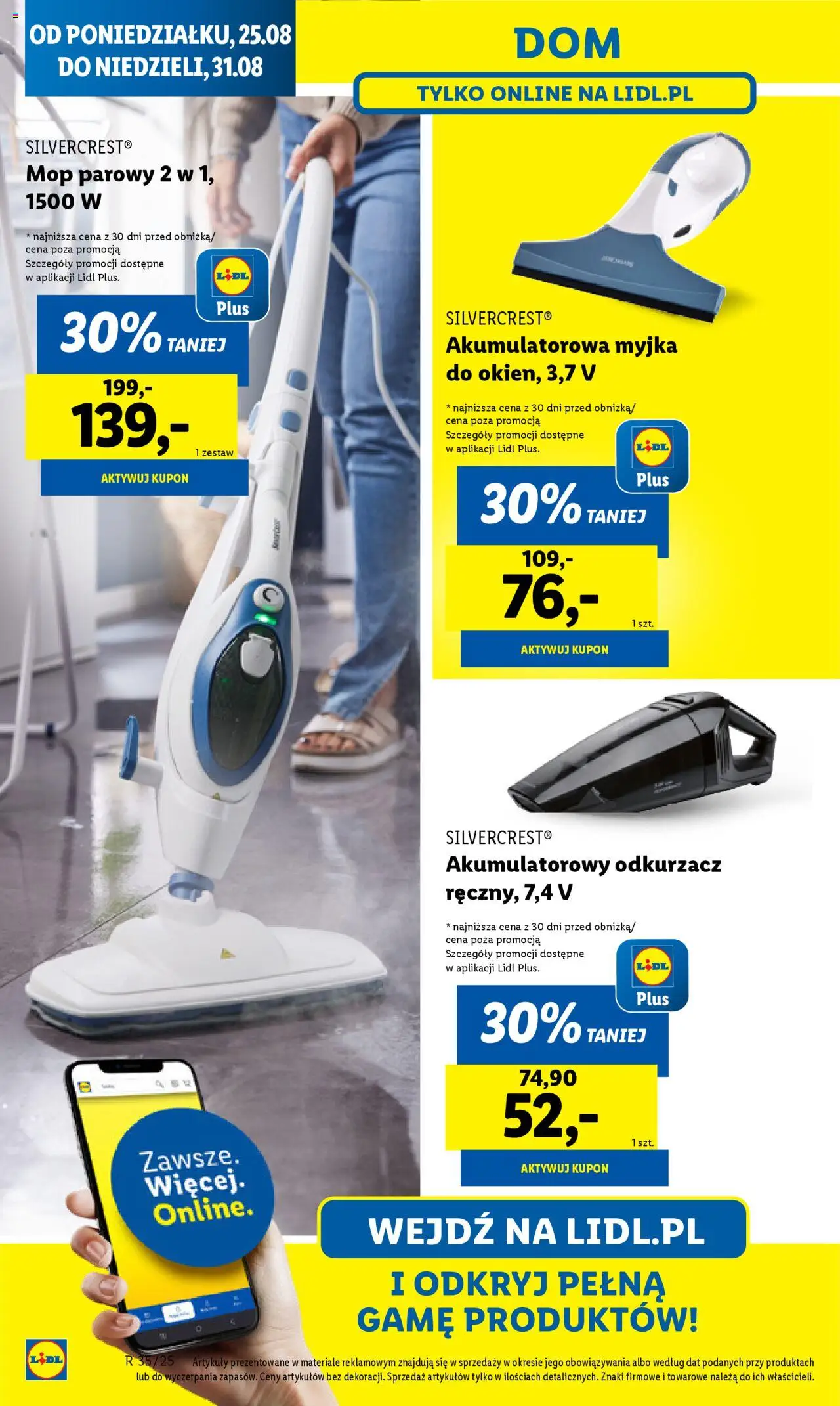 Lidl Katalog od 25.08.2025 | Strona: 48 | Produkty: Odkurzacz, Cleaner, Mop parowy