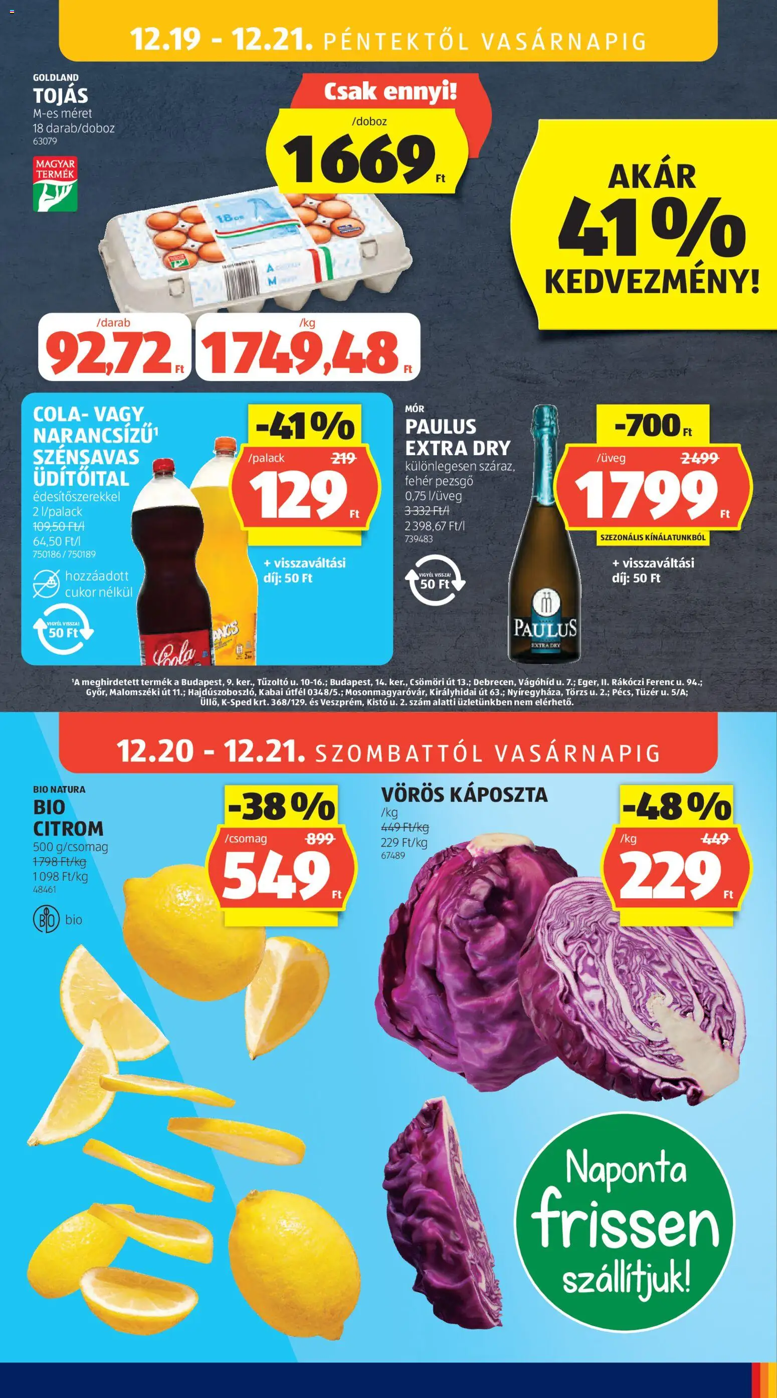 Aldi akciós ujság - amely érvényes a következő dátumtól: 18.12.2025 | Oldal: 39 | Termékek: Káposzta, Cola, Tojás, Citrom