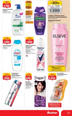Auchan Akciós újság - amely érvényes a következő dátumtól: 06.11.2025 | Oldal: 35 | Termékek: Habfürdő, Borotva, Hajfesték, Fogkrém
