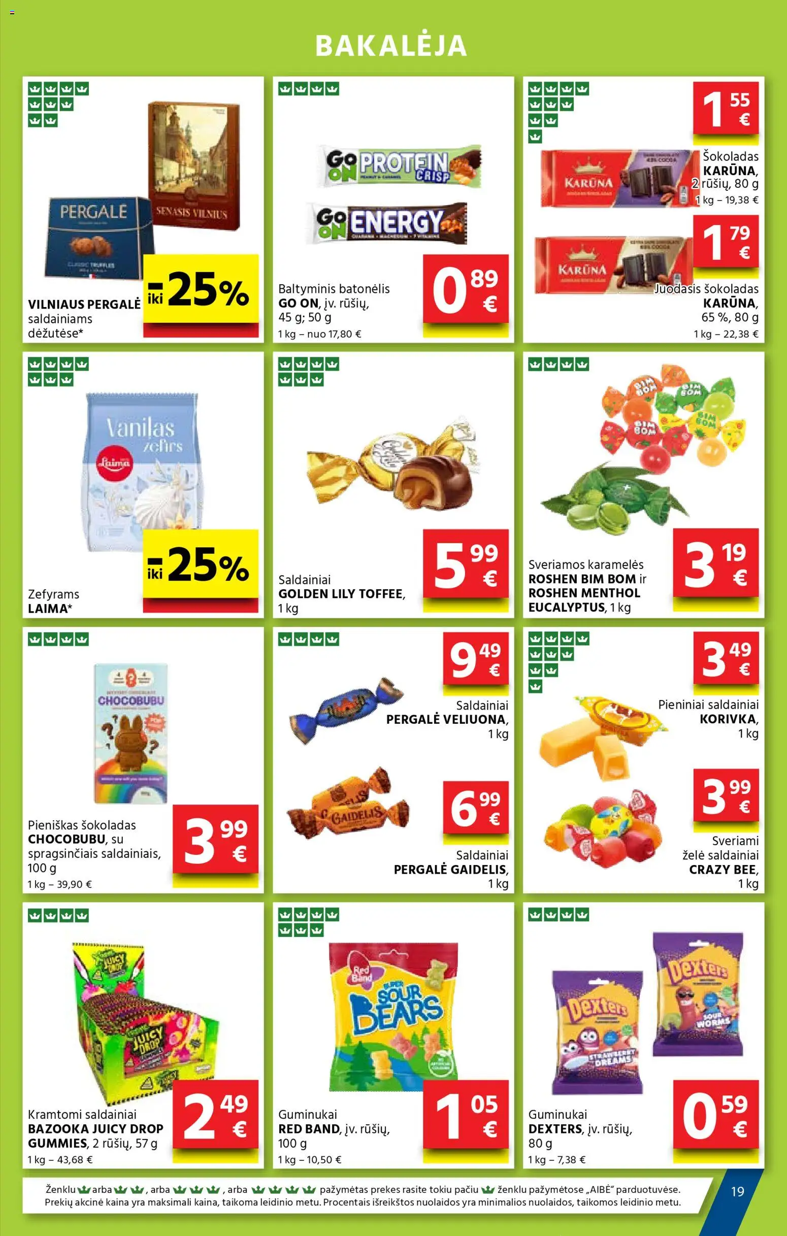 AIBE akcijos nuo 27.11.2025 | Puslapis: 19 | Prekių: Šokoladas, Guminukai, Saldainiai