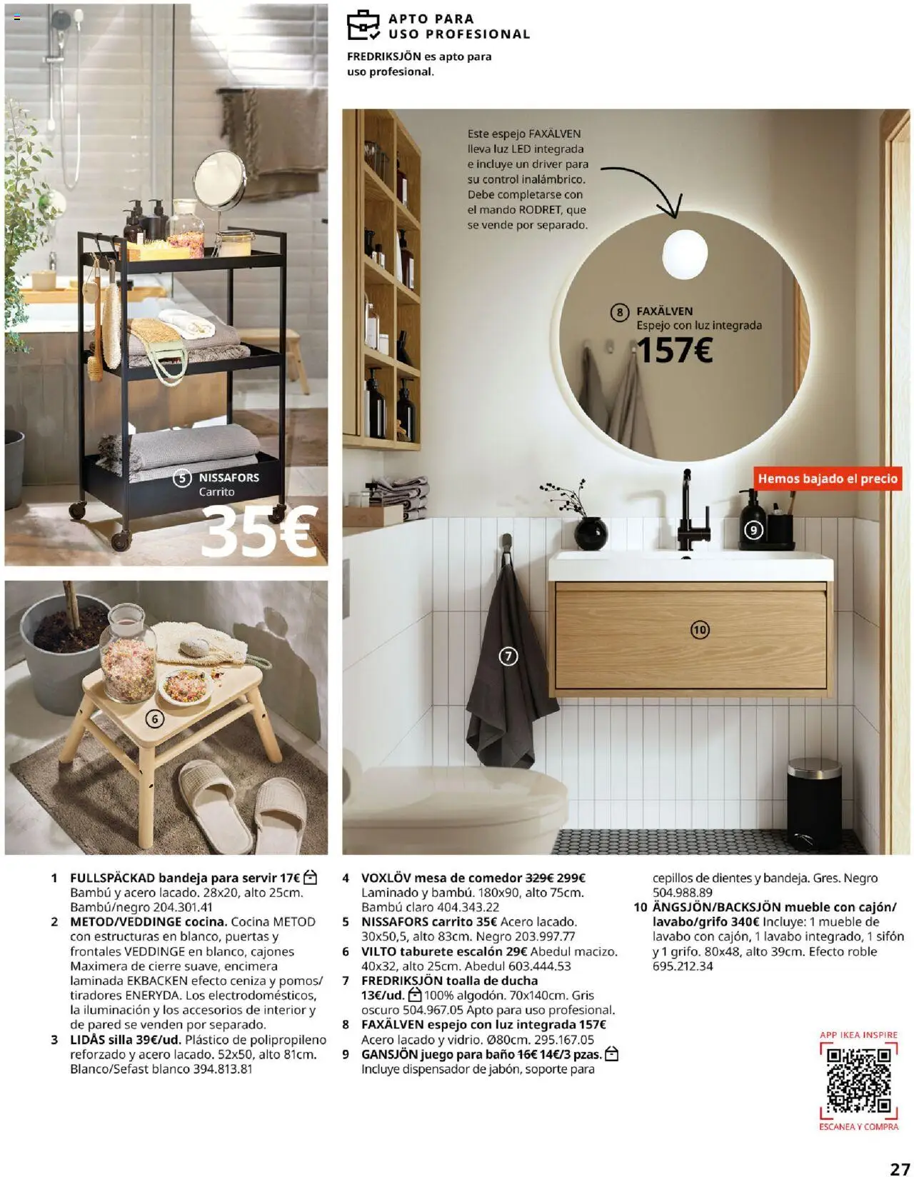 Catálogo IKEA para tu negocio │ válido desde el 04.02.2025 | Página: 27 | Productos: Mesa, Silla, Lavabo, Baño