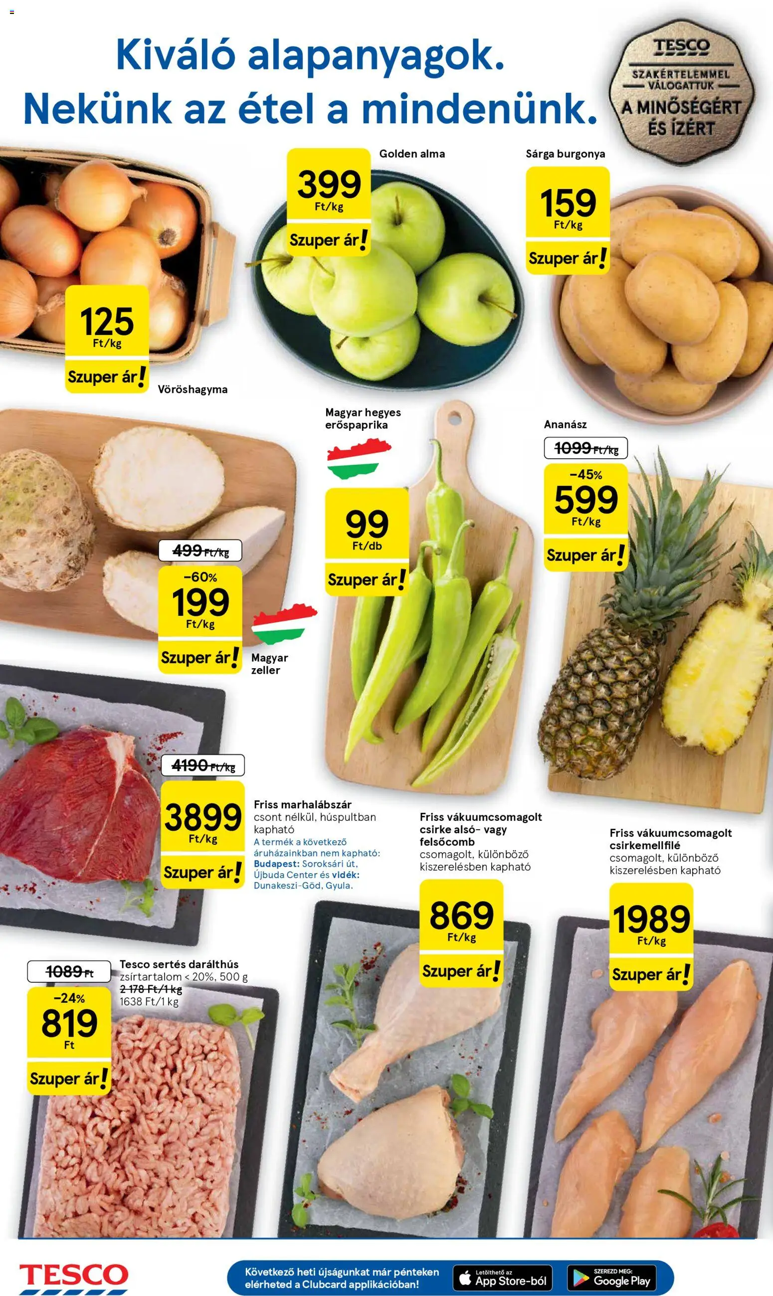 Tesco akciós ujság - amely érvényes a következő dátumtól: 07.04.2026 | Oldal: 2 | Termékek: Burgonya, Vöröshagyma, Zeller, Ananász