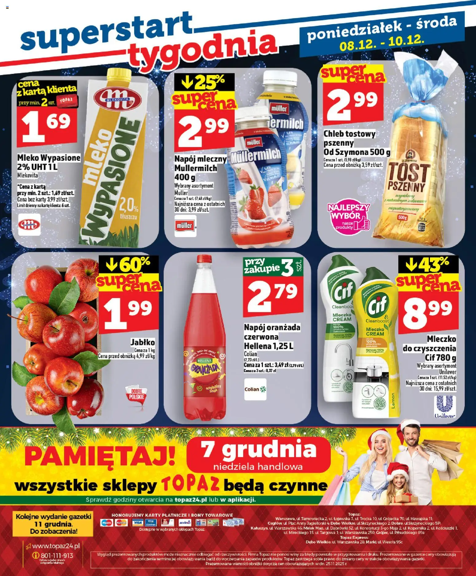 Topaz Gazetka MAZ od 04.12.2025 | Strona: 34 | Produkty: Karta, Mleko wypasione, Mleko, Chleb