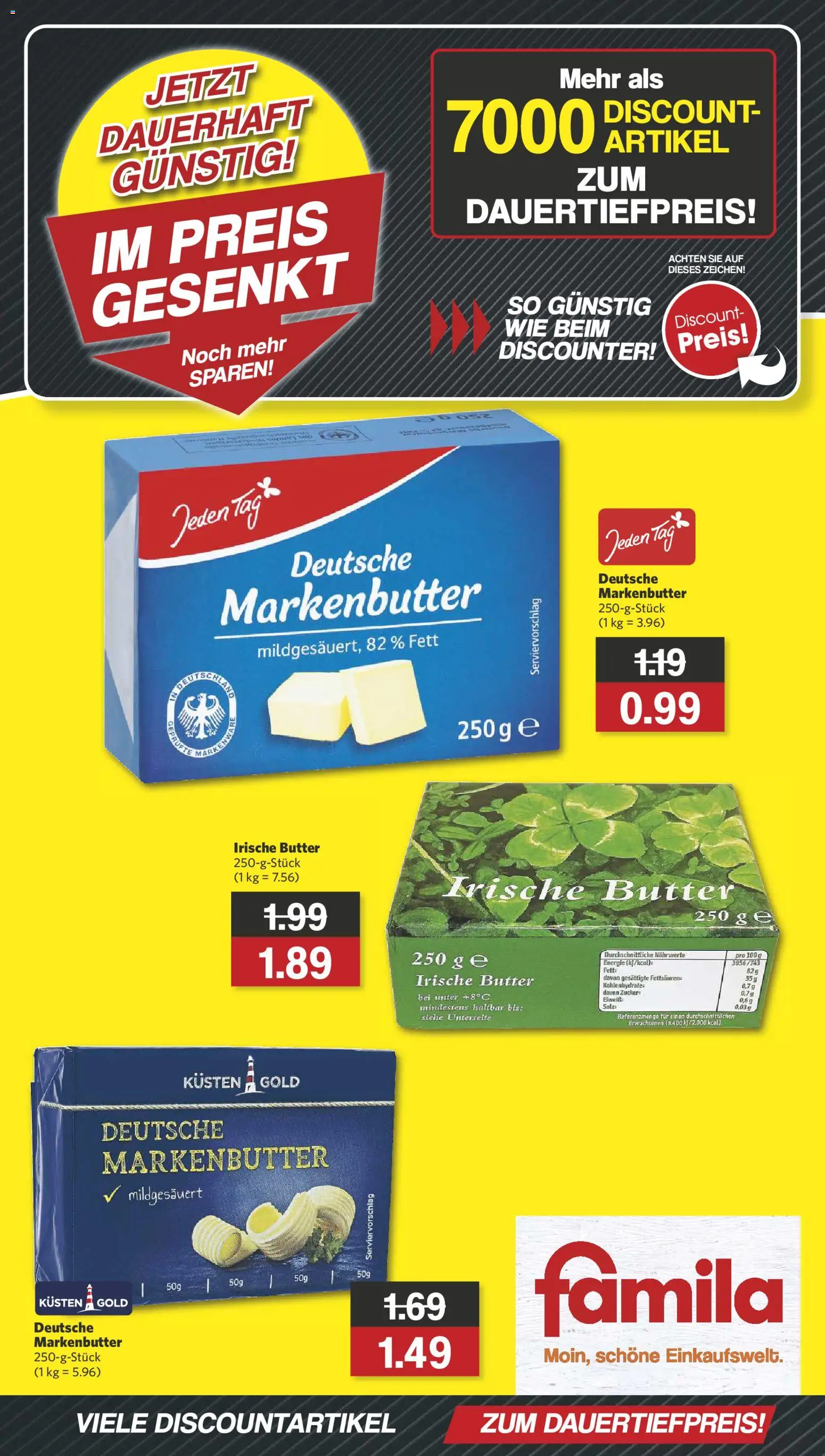 Famila Nordwest  Im Preis gesenkt – gültig ab 08.12.2025 | Seite: 1 | Produkte: Butter, Salz, Zucker