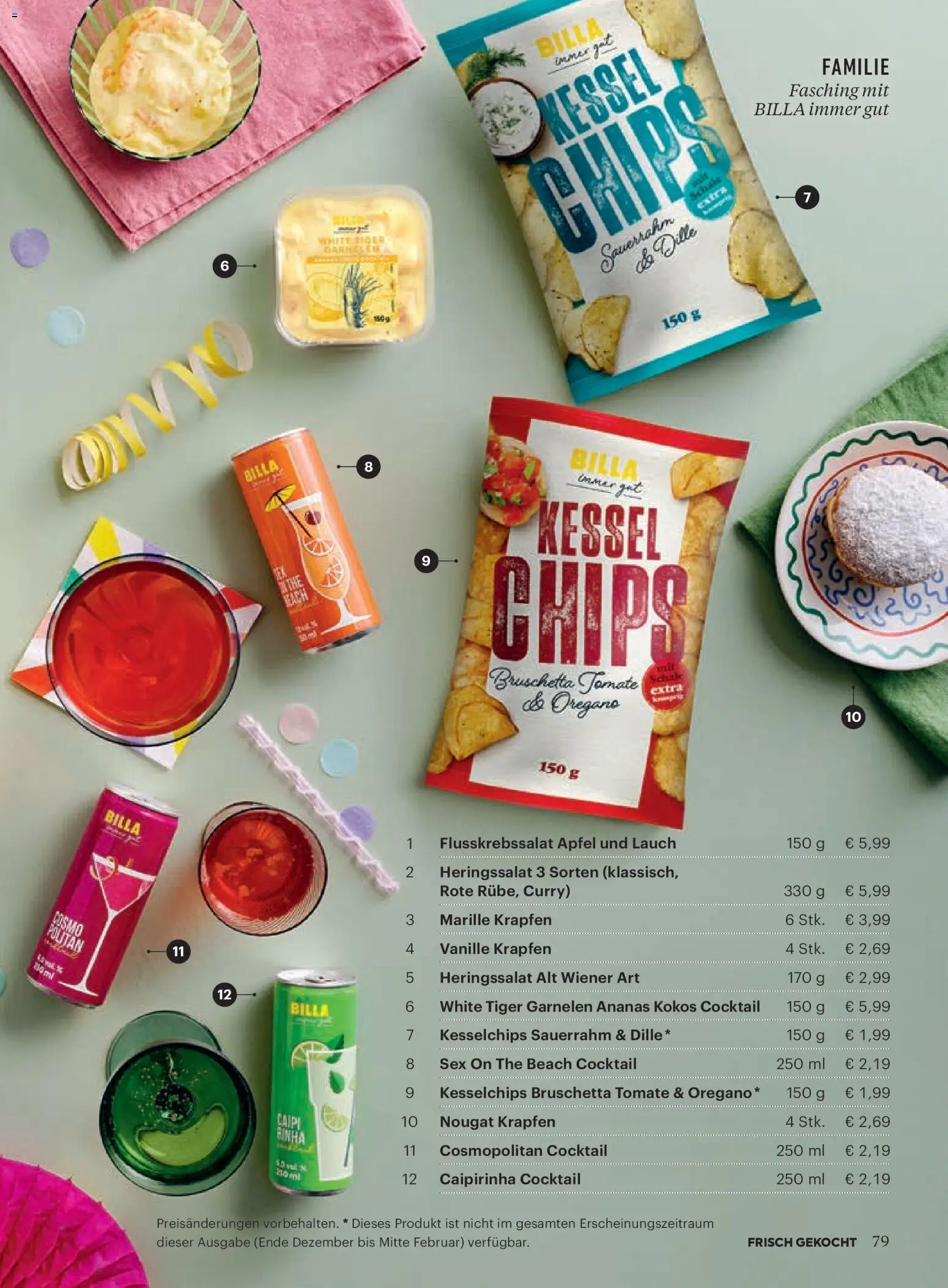 Billa AT akciós ujság - amely érvényes a következő dátumtól: 01.01.2026 | Oldal: 75 | Termékek: Chips, Oregánó, Bruschetta