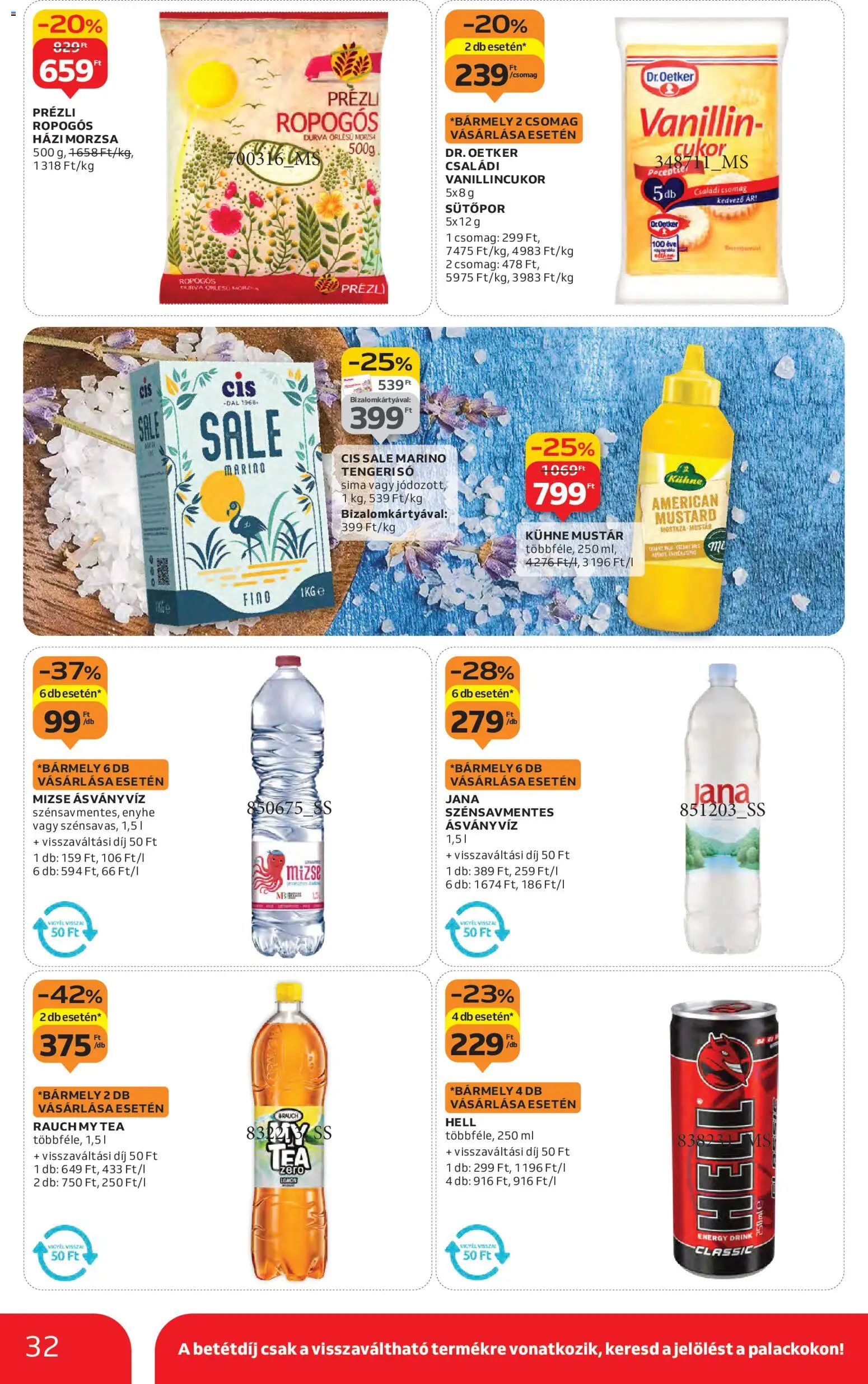 Auchan akciós ujság - amely érvényes a következő dátumtól: 13.11.2025 | Oldal: 32 | Termékek: Vanillincukor, Ásványvíz, Tea, Mustár