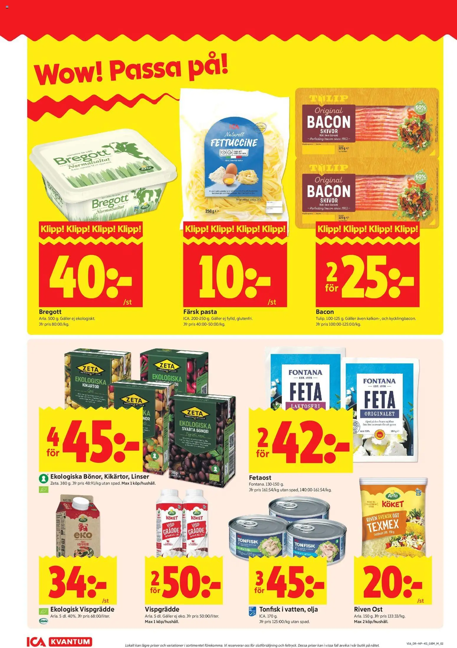 ICA Kvantum reklamblad aktuell från 13.04.2026 | Sida: 2 | Produkter: Kikärtor, Riven ost, Tonfisk, Grädde