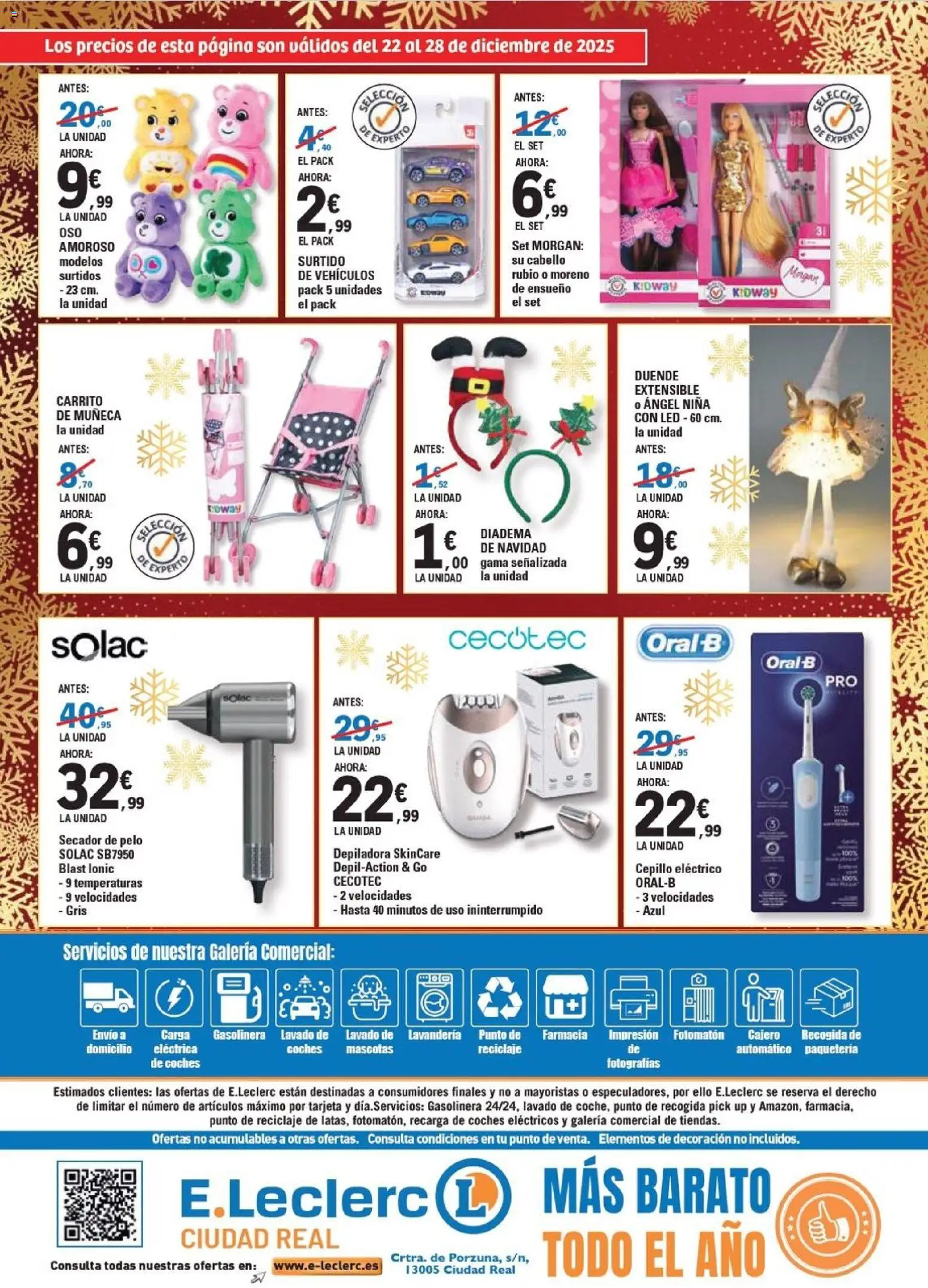 E.Leclerc folleto │ válido desde el 22.12.2025 | Página: 4 | Productos: Cepillo, Muñeca, Depiladora, Secador de pelo